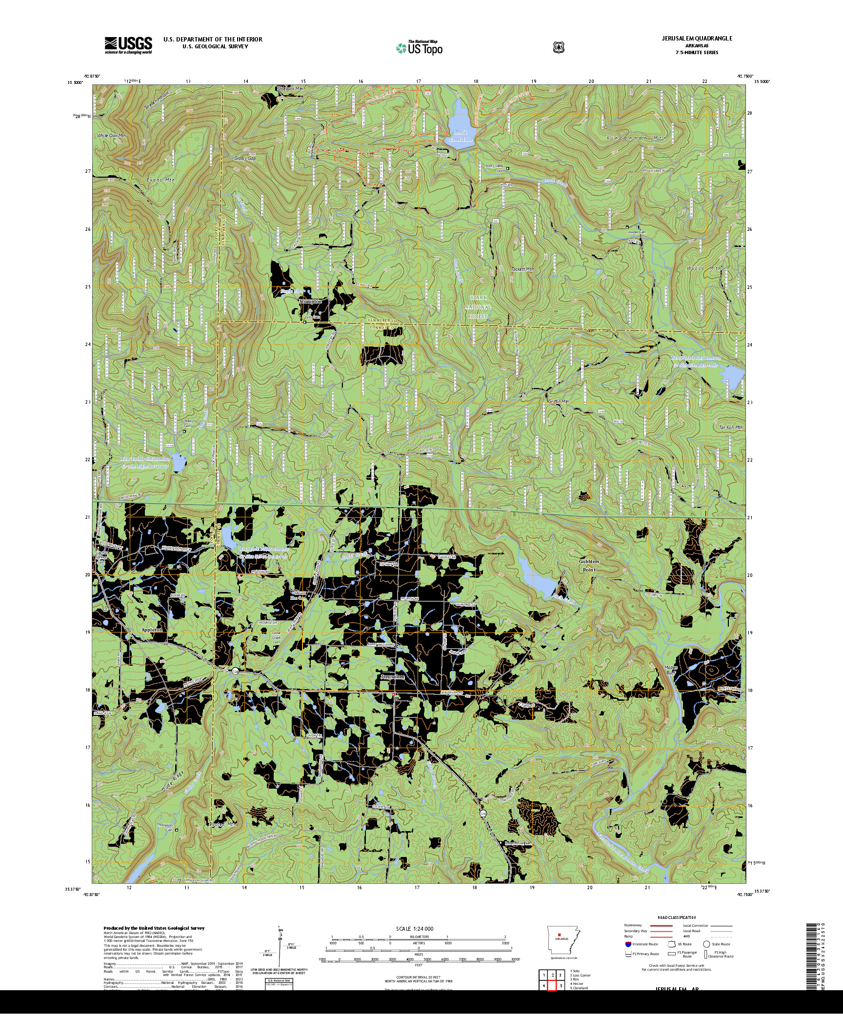 US TOPO 7.5-MINUTE MAP FOR JERUSALEM, AR