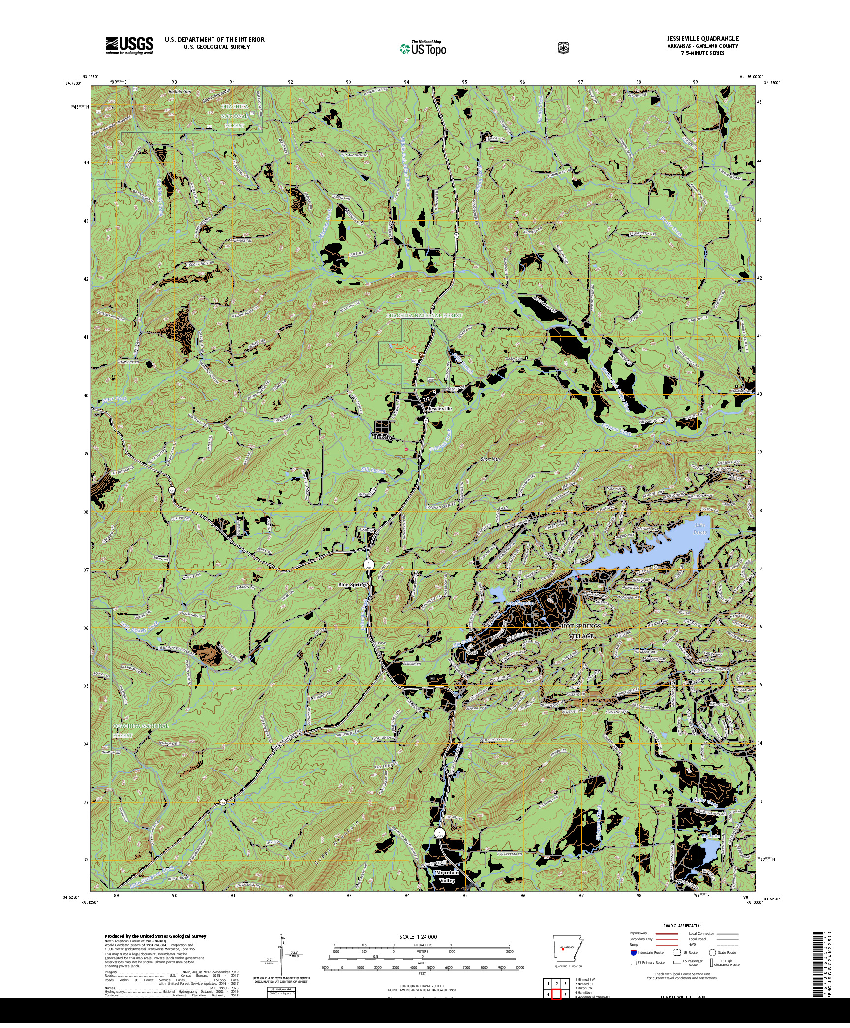 US TOPO 7.5-MINUTE MAP FOR JESSIEVILLE, AR