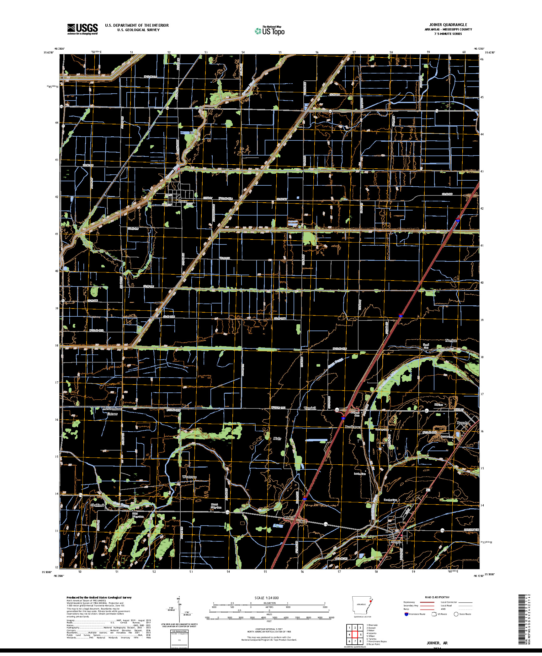 US TOPO 7.5-MINUTE MAP FOR JOINER, AR