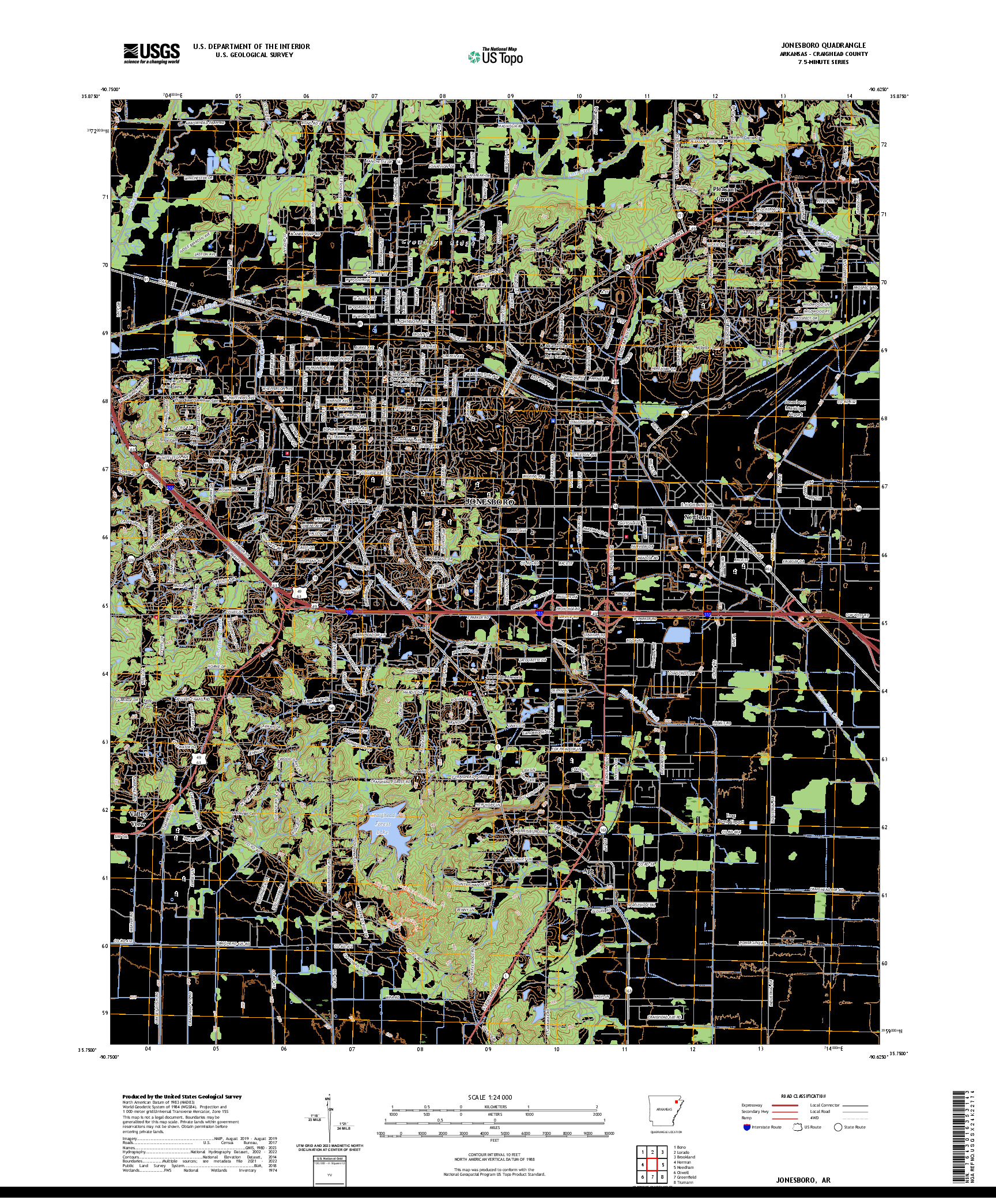 US TOPO 7.5-MINUTE MAP FOR JONESBORO, AR