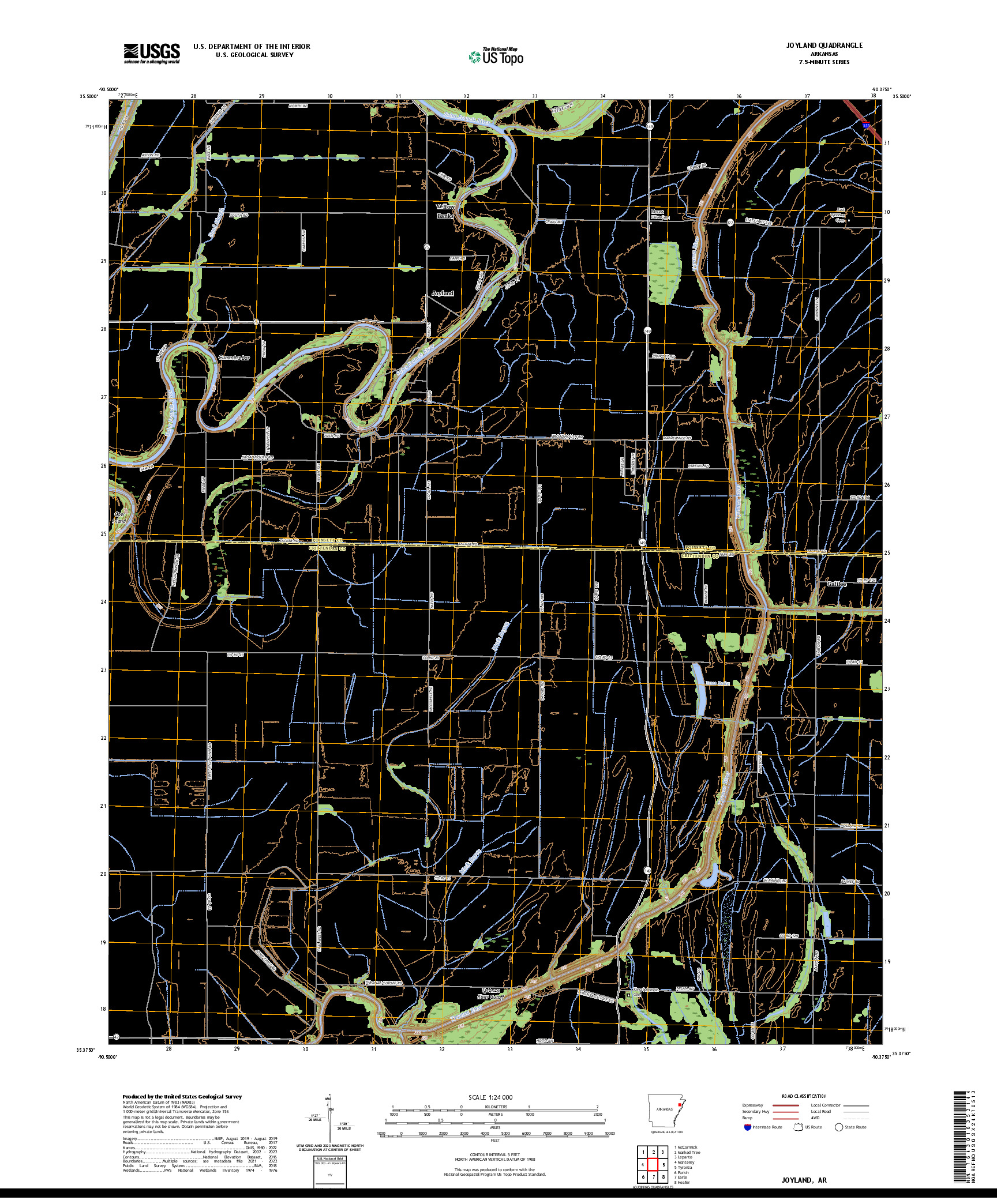 US TOPO 7.5-MINUTE MAP FOR JOYLAND, AR
