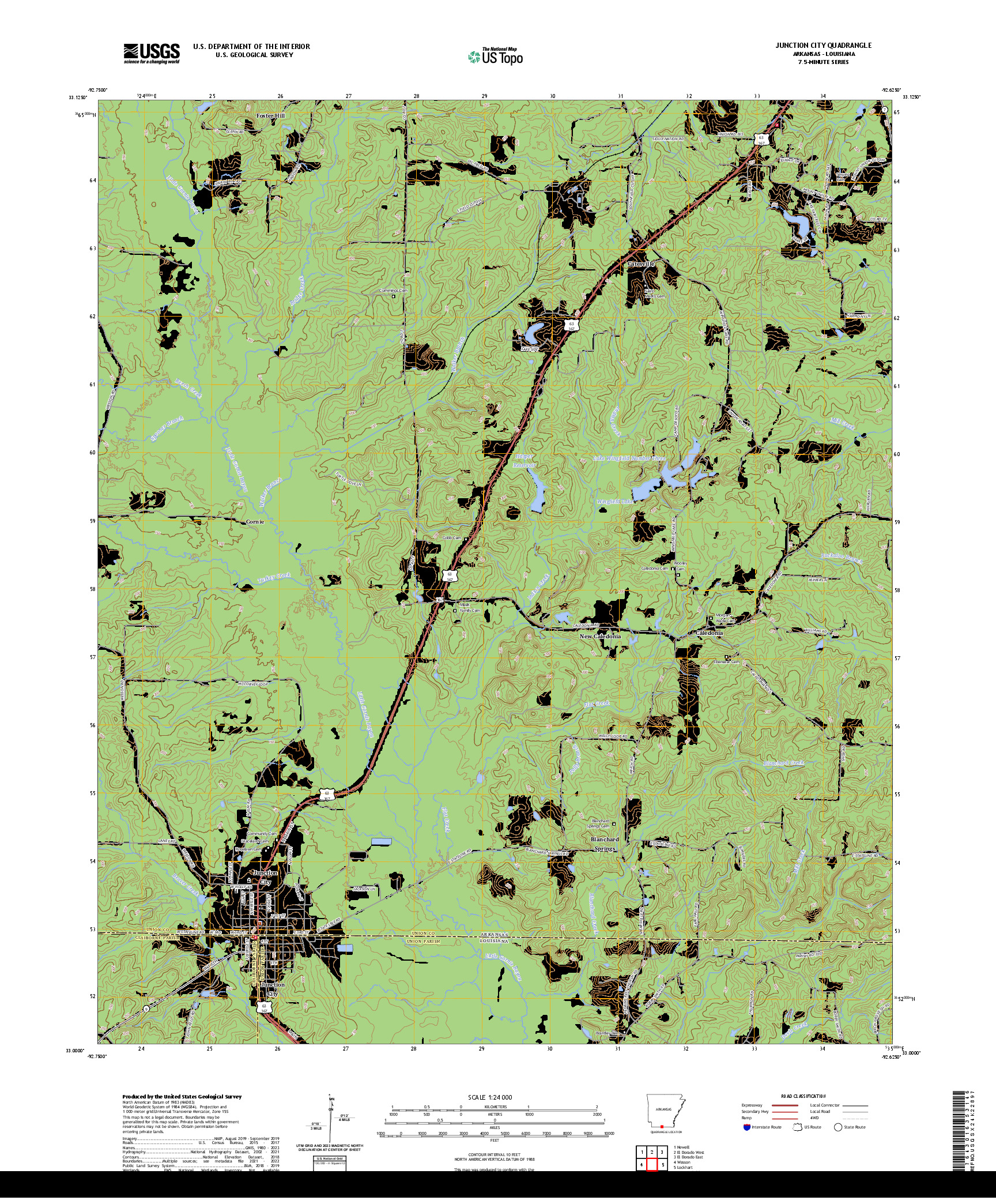 US TOPO 7.5-MINUTE MAP FOR JUNCTION CITY, AR,LA