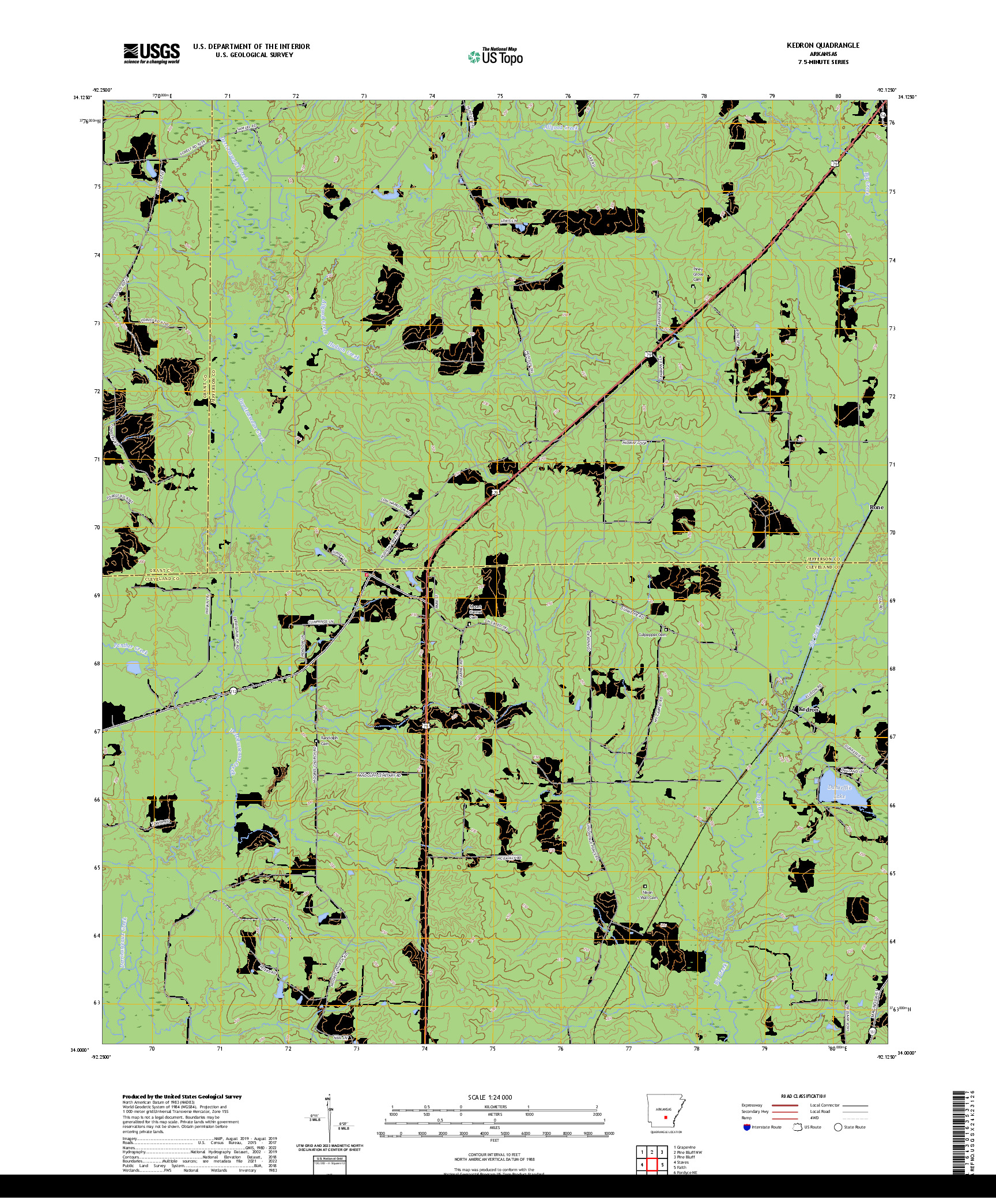 US TOPO 7.5-MINUTE MAP FOR KEDRON, AR