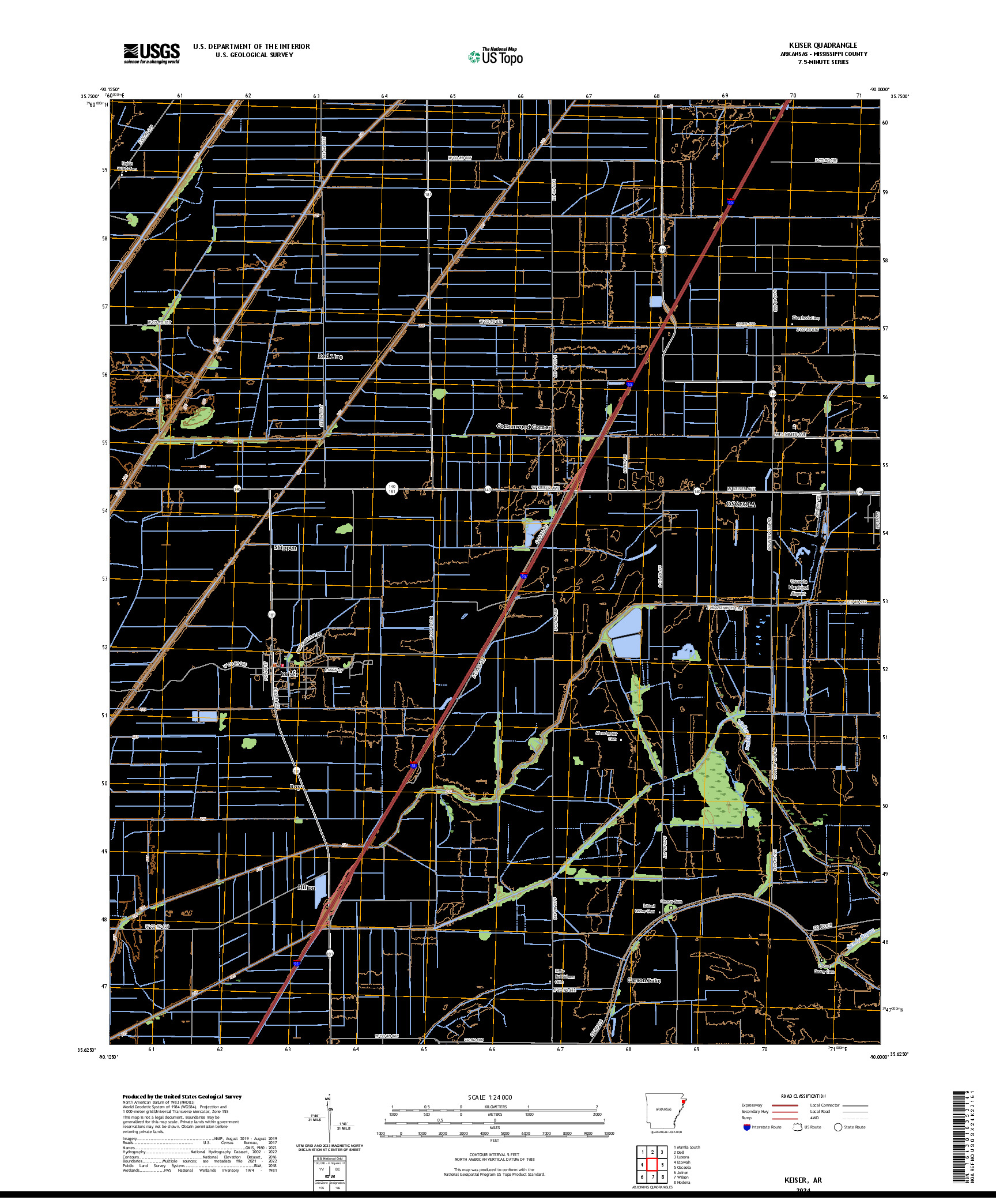 US TOPO 7.5-MINUTE MAP FOR KEISER, AR