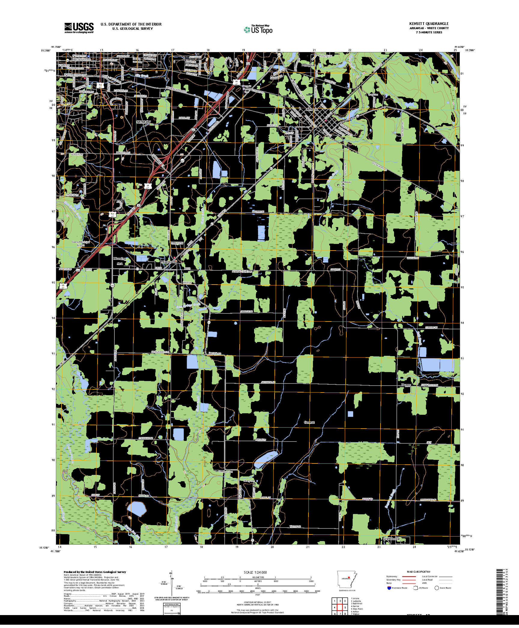 US TOPO 7.5-MINUTE MAP FOR KENSETT, AR