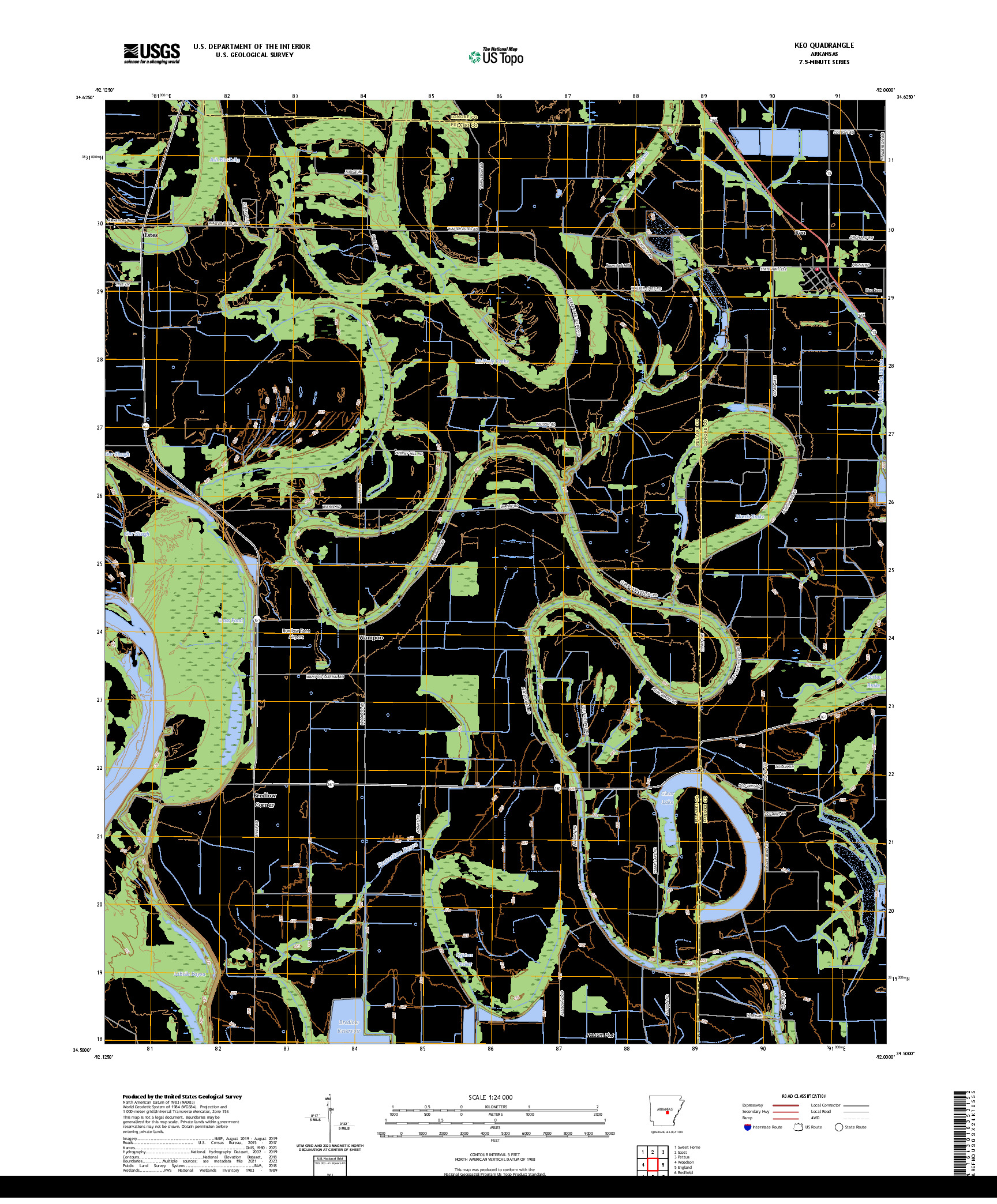 US TOPO 7.5-MINUTE MAP FOR KEO, AR