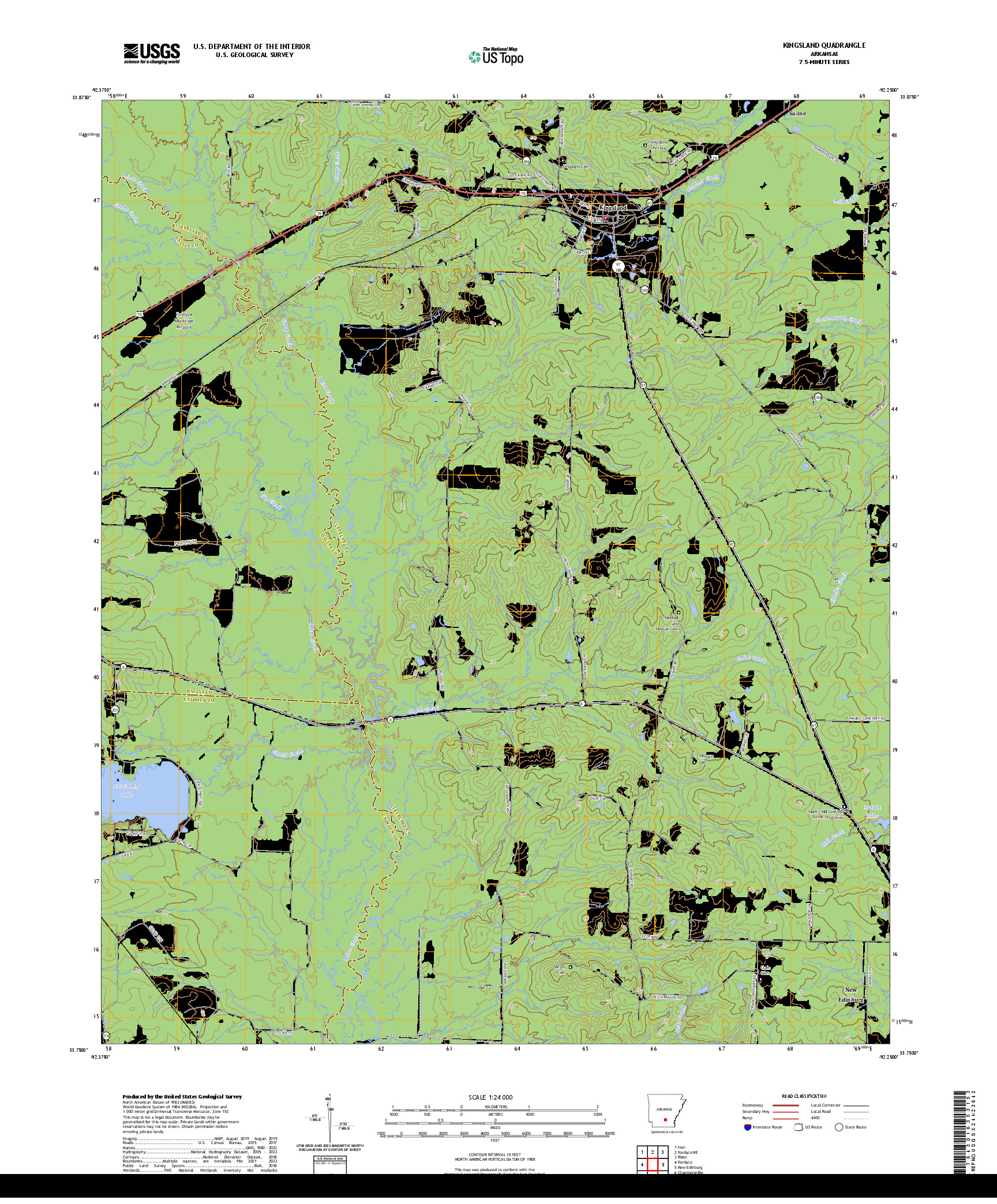 US TOPO 7.5-MINUTE MAP FOR KINGSLAND, AR