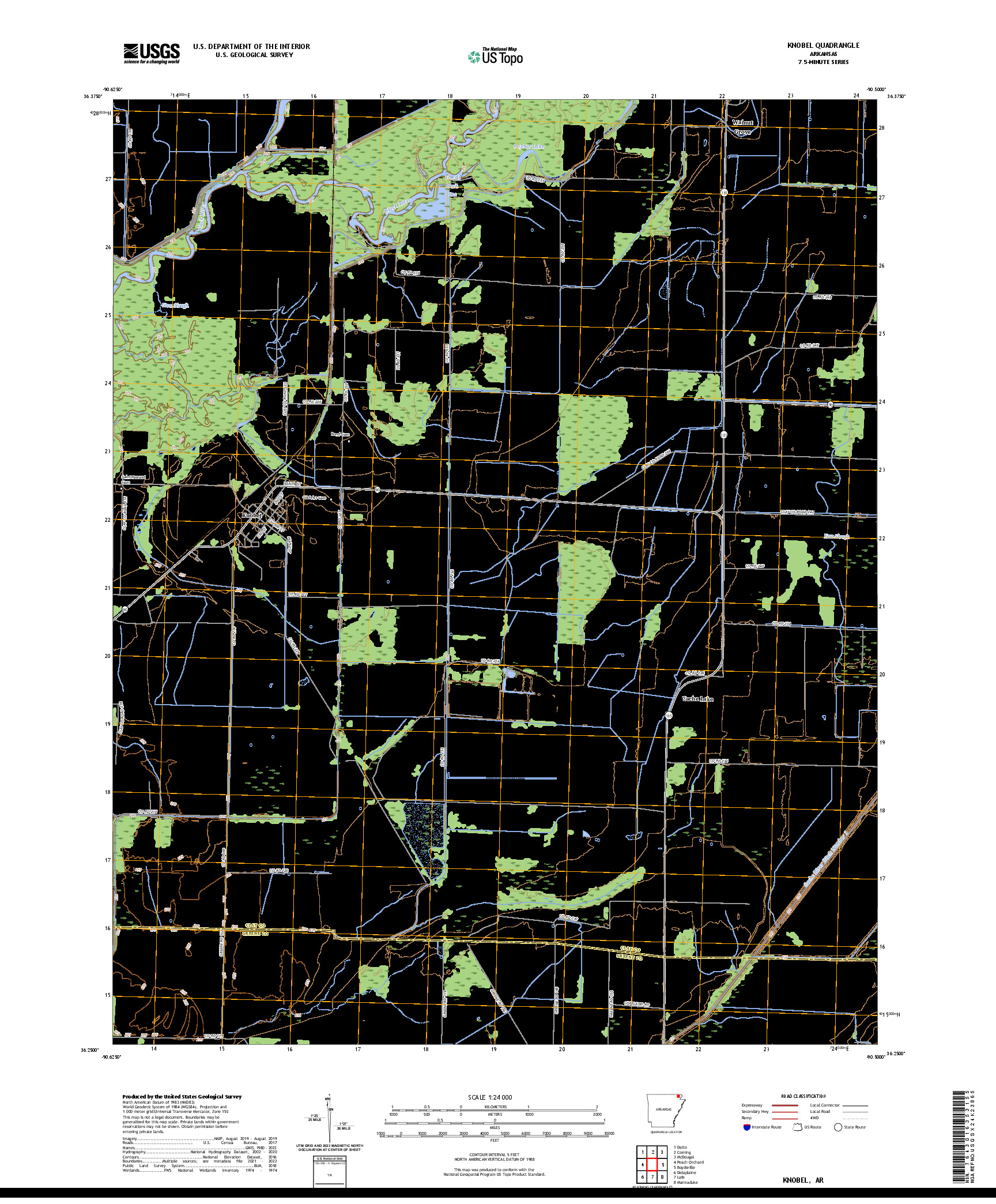 US TOPO 7.5-MINUTE MAP FOR KNOBEL, AR