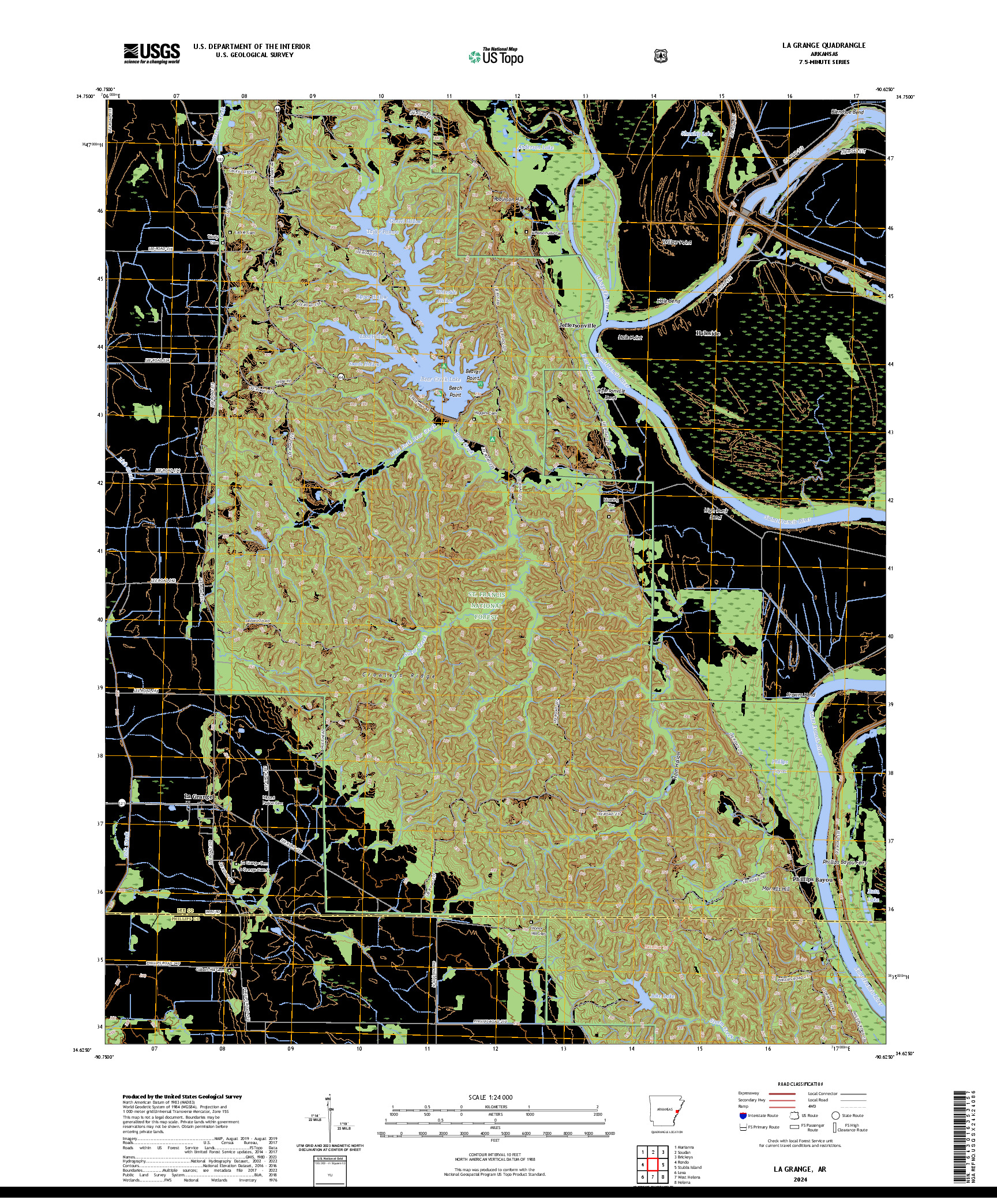 US TOPO 7.5-MINUTE MAP FOR LA GRANGE, AR