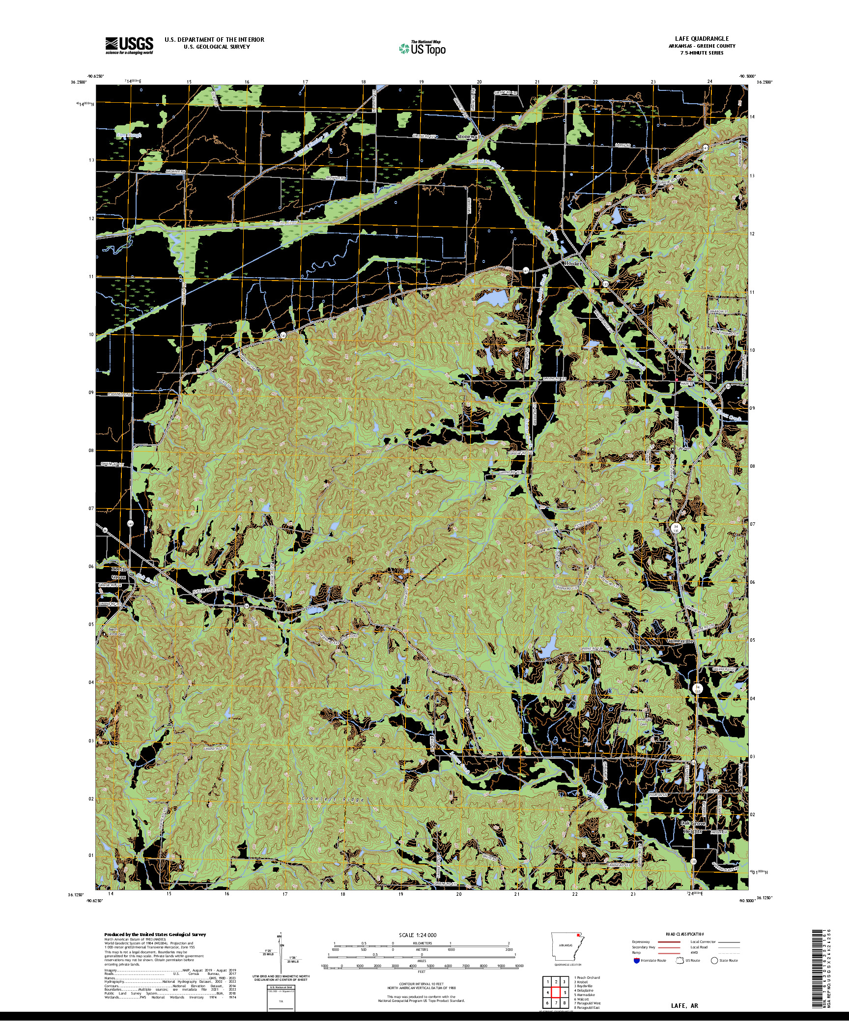US TOPO 7.5-MINUTE MAP FOR LAFE, AR