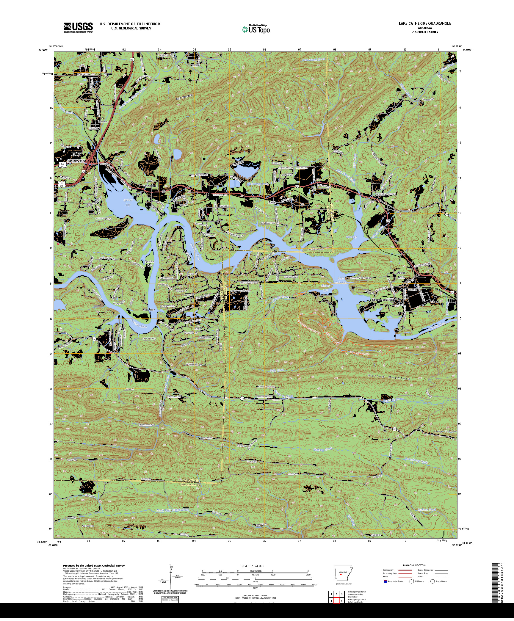 US TOPO 7.5-MINUTE MAP FOR LAKE CATHERINE, AR