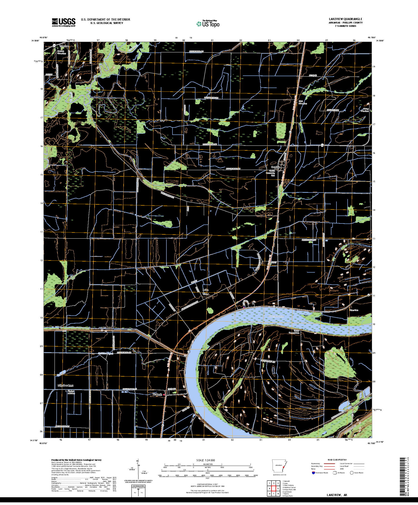 US TOPO 7.5-MINUTE MAP FOR LAKEVIEW, AR