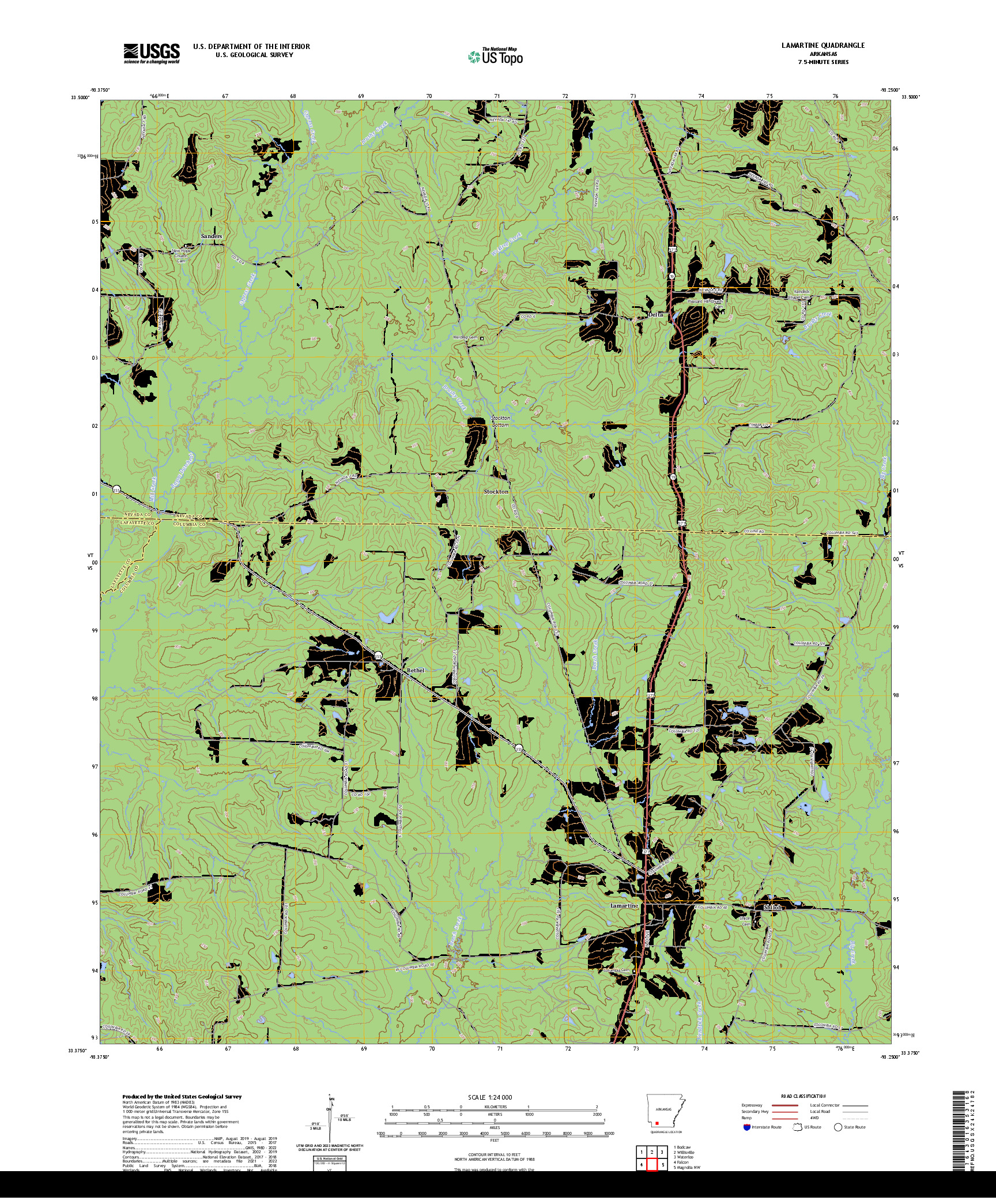 US TOPO 7.5-MINUTE MAP FOR LAMARTINE, AR
