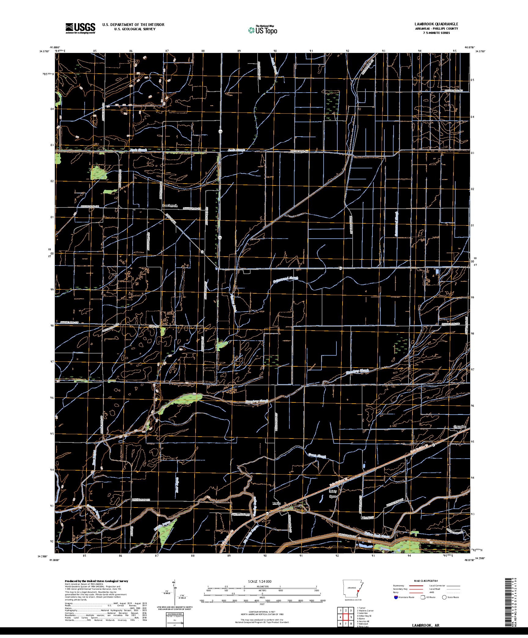 US TOPO 7.5-MINUTE MAP FOR LAMBROOK, AR
