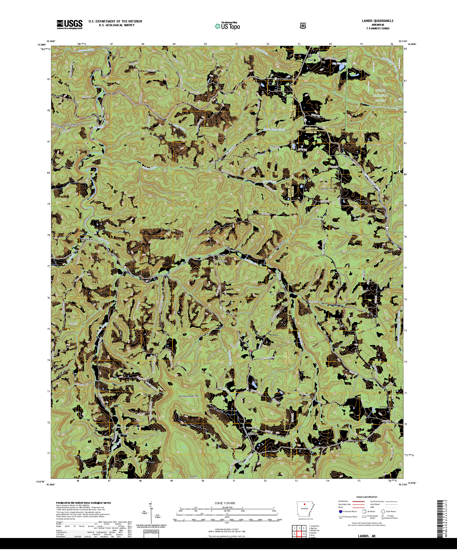 US TOPO 7.5-MINUTE MAP FOR LANDIS, AR