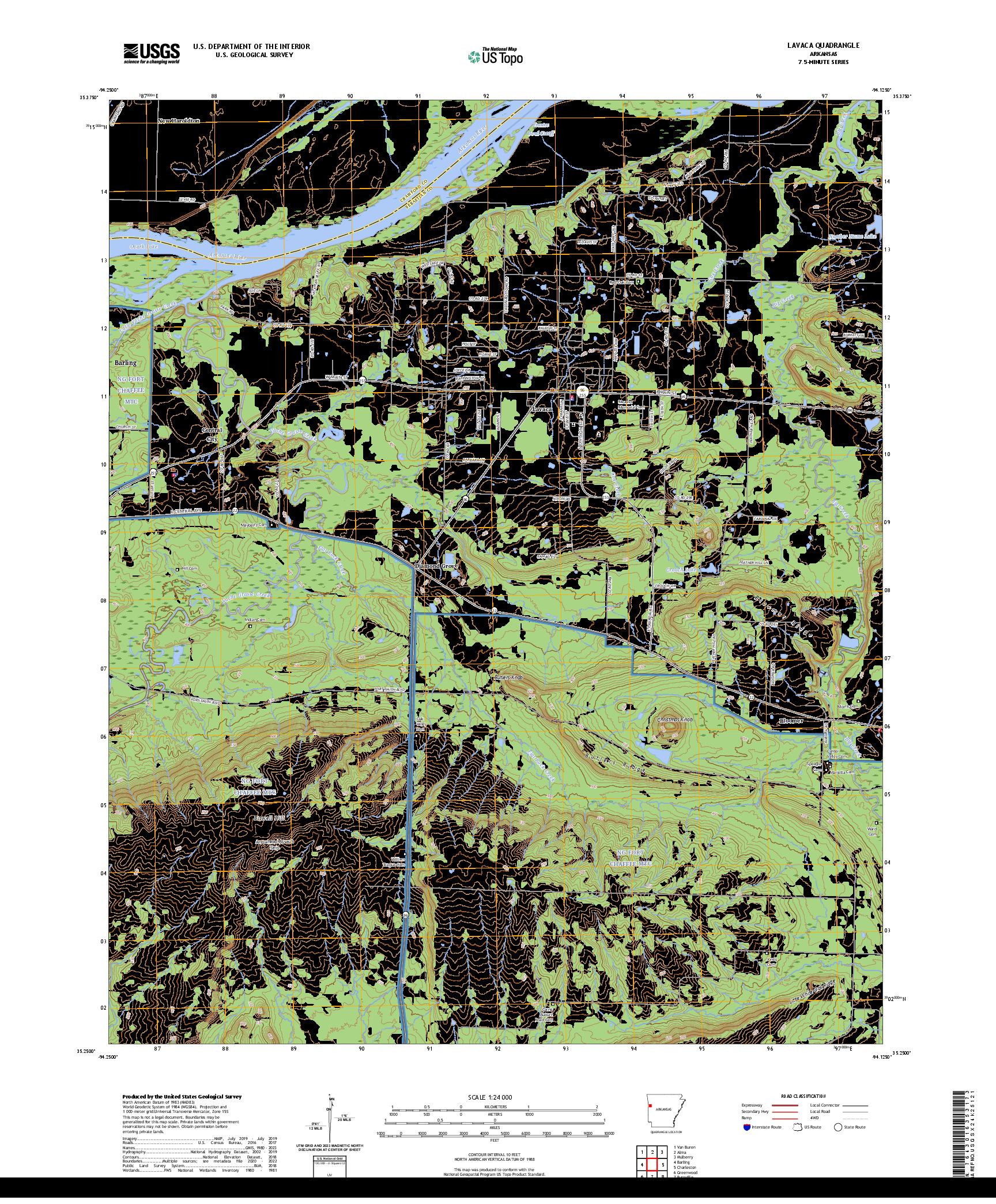 US TOPO 7.5-MINUTE MAP FOR LAVACA, AR
