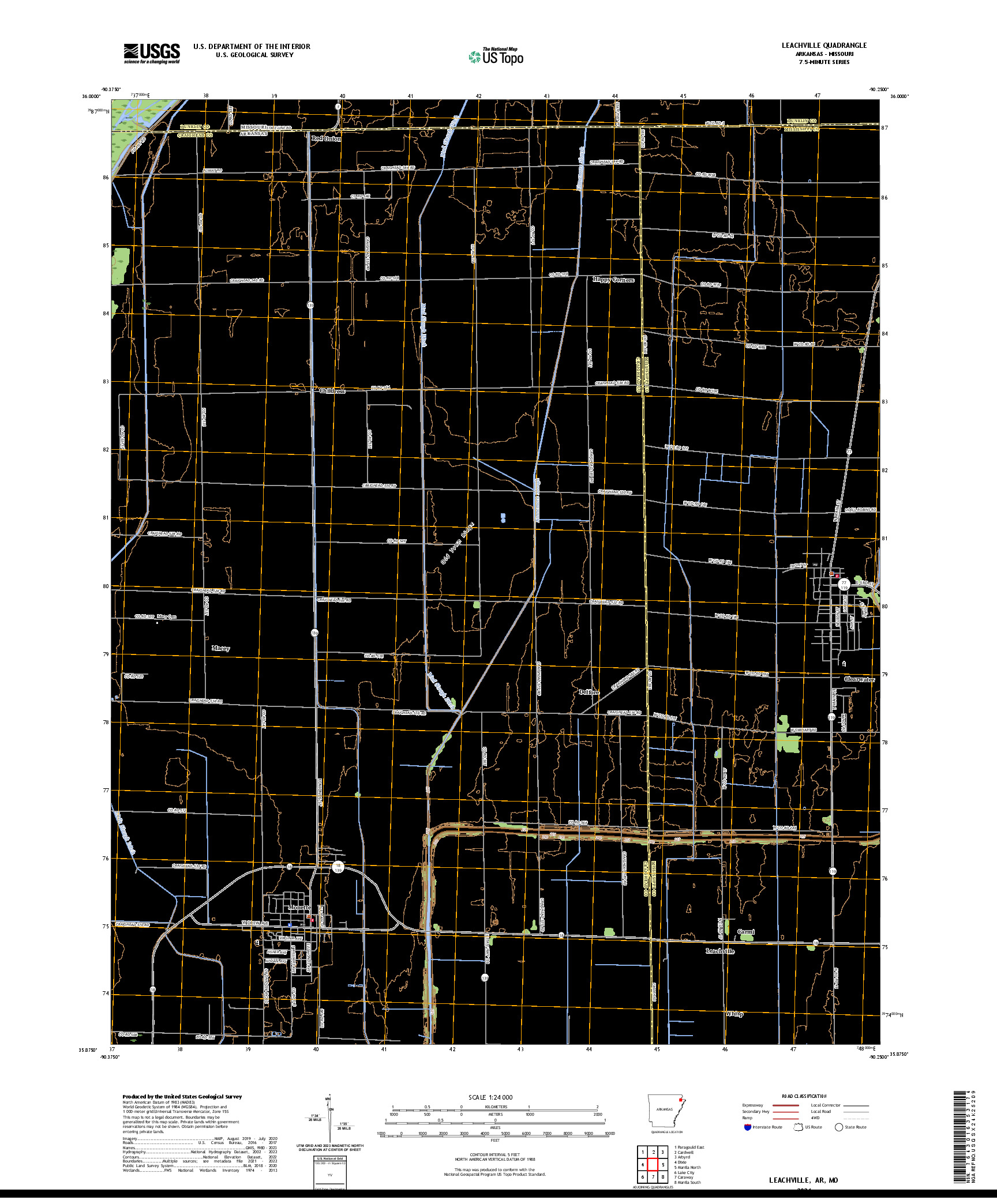 US TOPO 7.5-MINUTE MAP FOR LEACHVILLE, AR,MO