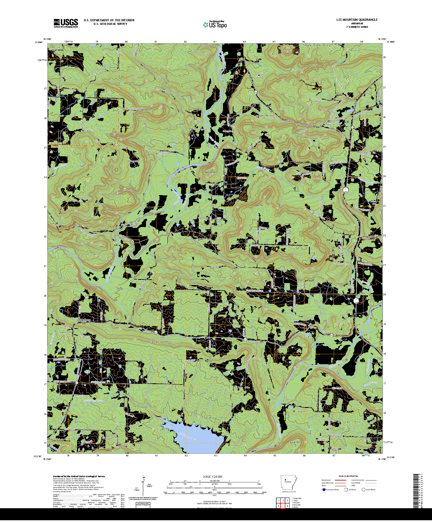 US TOPO 7.5-MINUTE MAP FOR LEE MOUNTAIN, AR