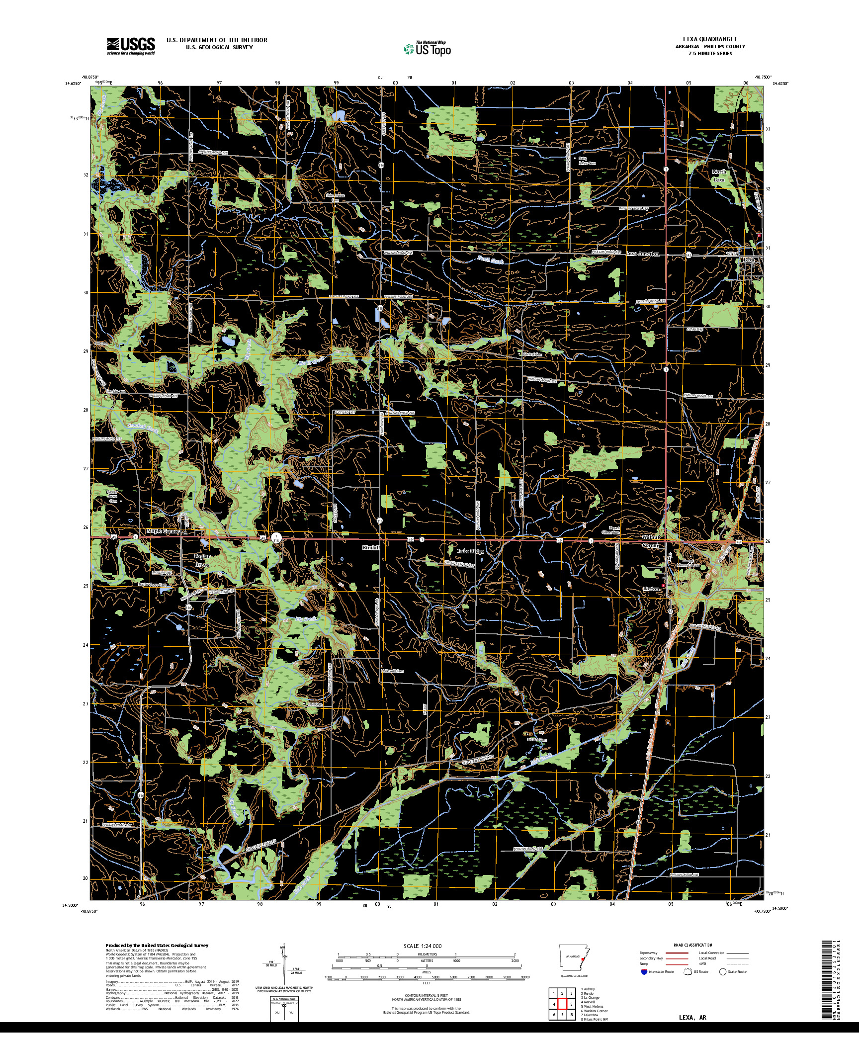 US TOPO 7.5-MINUTE MAP FOR LEXA, AR