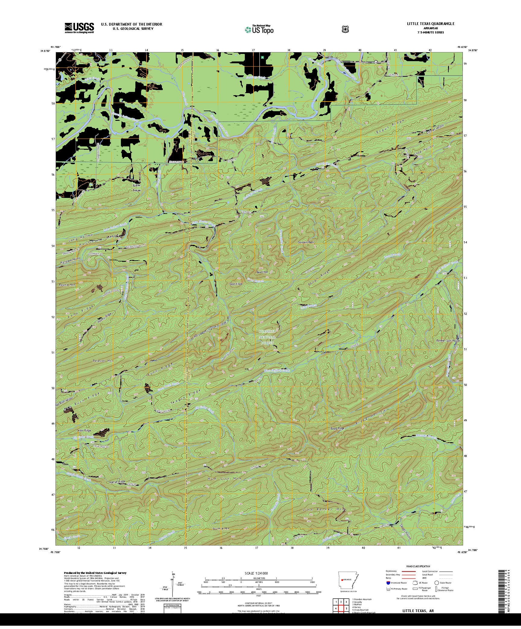 US TOPO 7.5-MINUTE MAP FOR LITTLE TEXAS, AR