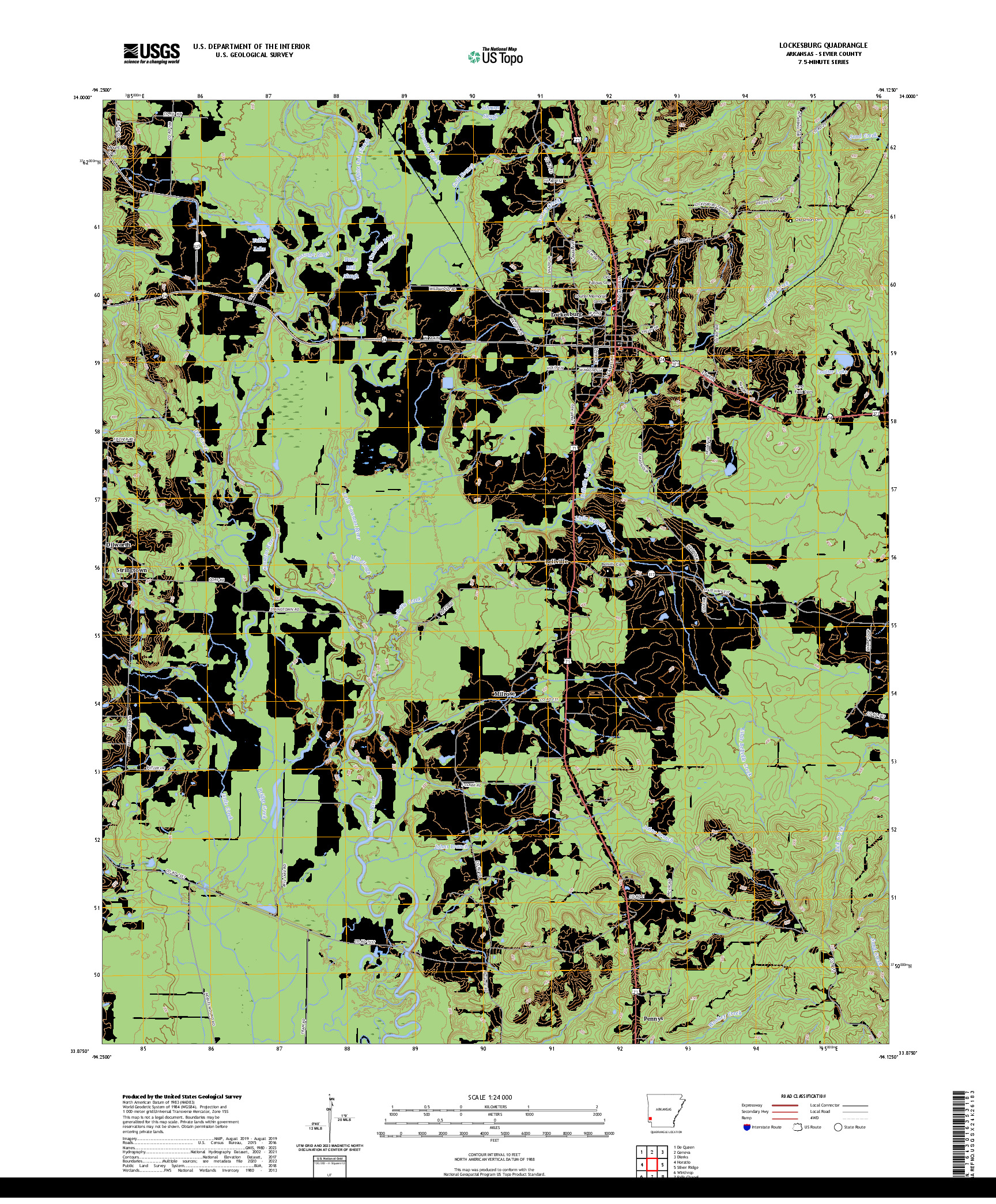 US TOPO 7.5-MINUTE MAP FOR LOCKESBURG, AR