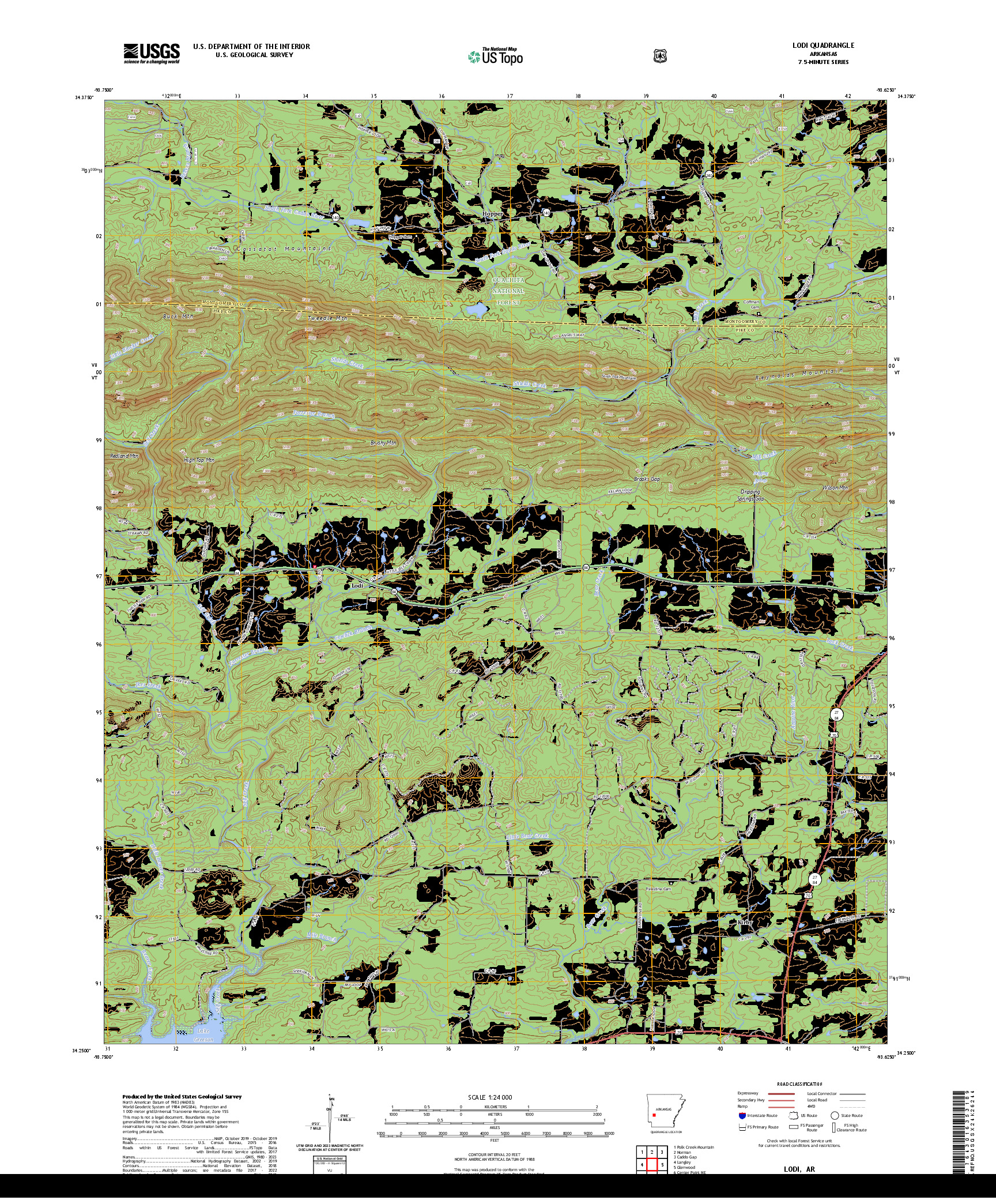 US TOPO 7.5-MINUTE MAP FOR LODI, AR