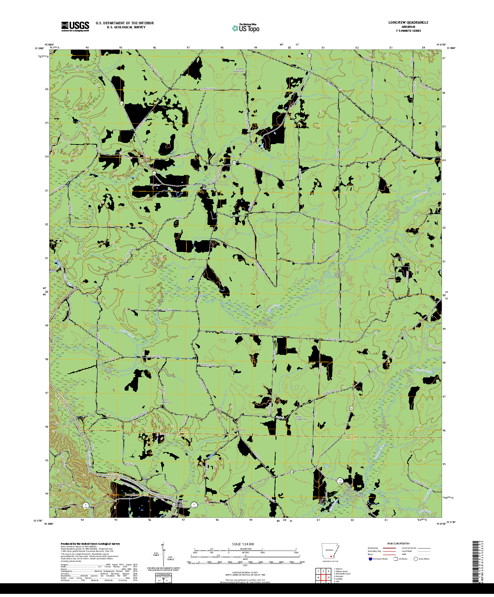 US TOPO 7.5-MINUTE MAP FOR LONGVIEW, AR