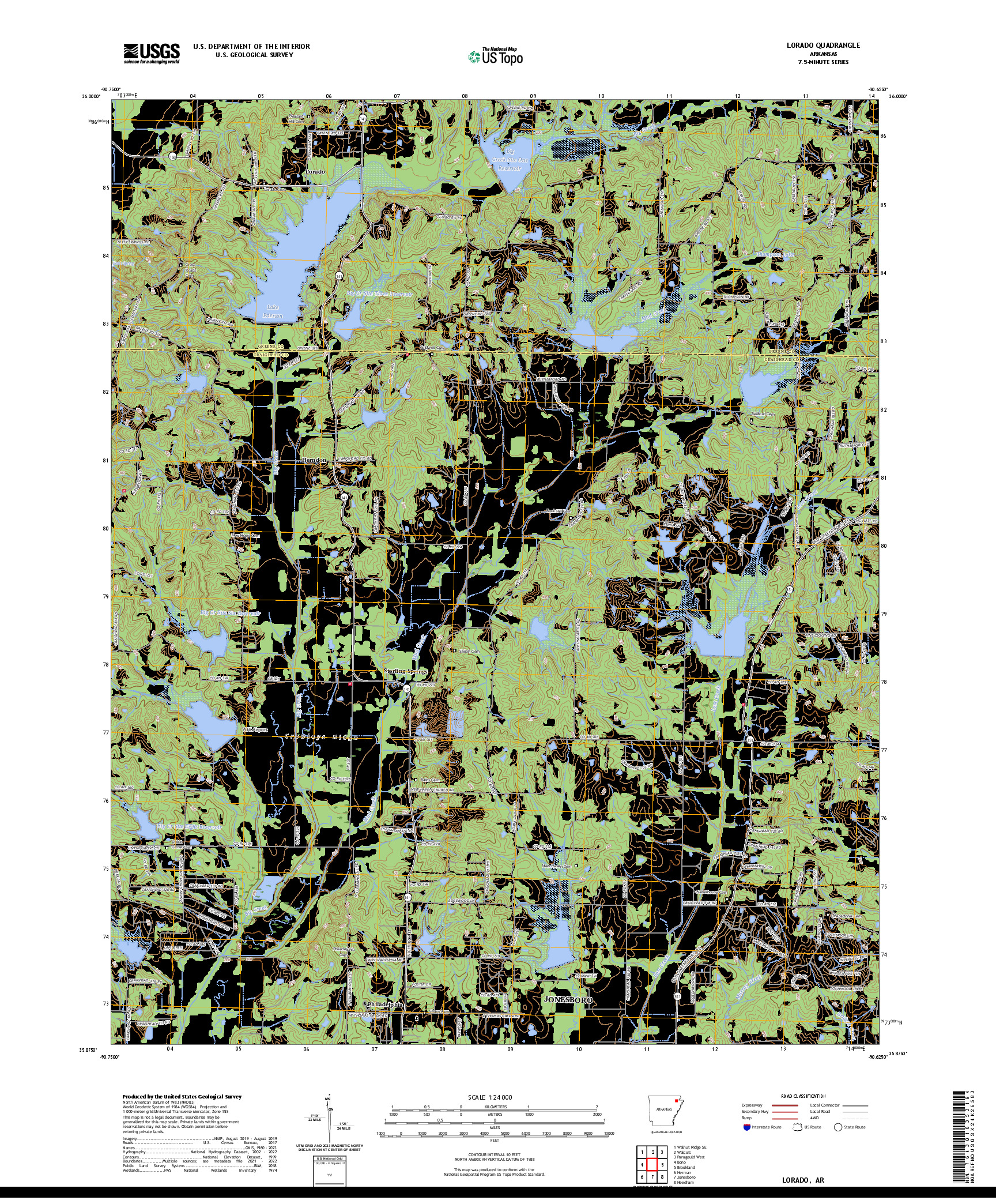 US TOPO 7.5-MINUTE MAP FOR LORADO, AR