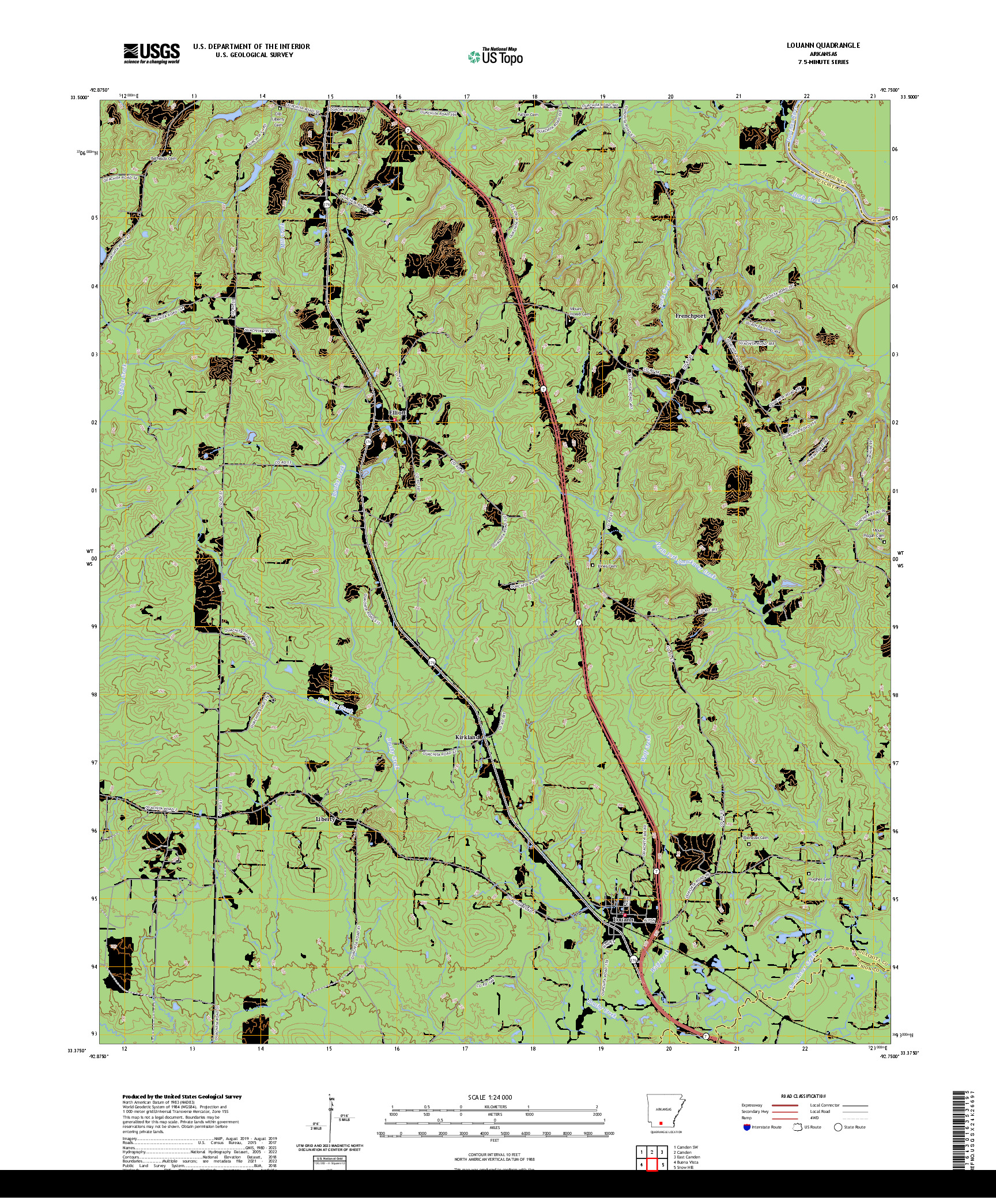 US TOPO 7.5-MINUTE MAP FOR LOUANN, AR