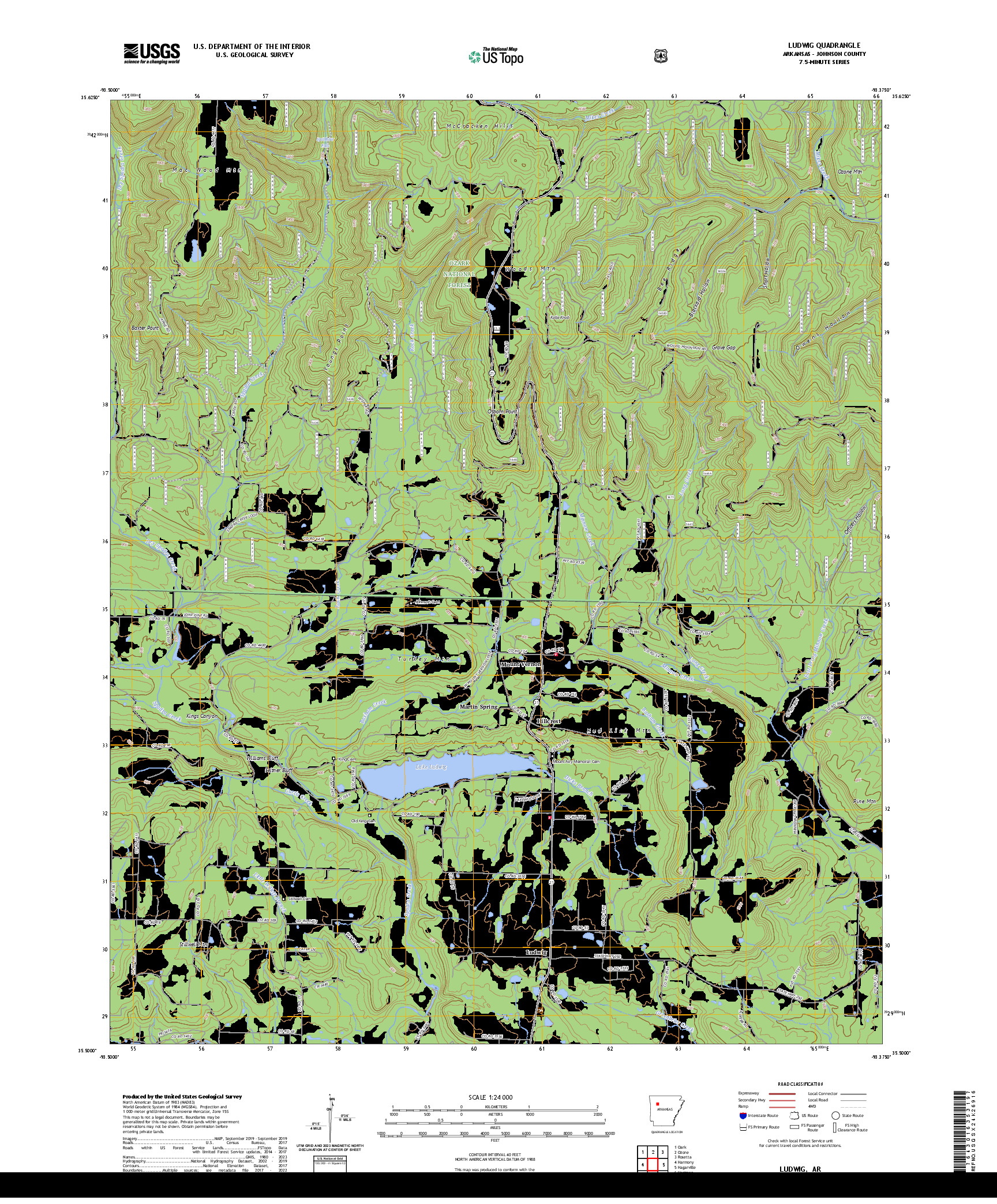 US TOPO 7.5-MINUTE MAP FOR LUDWIG, AR