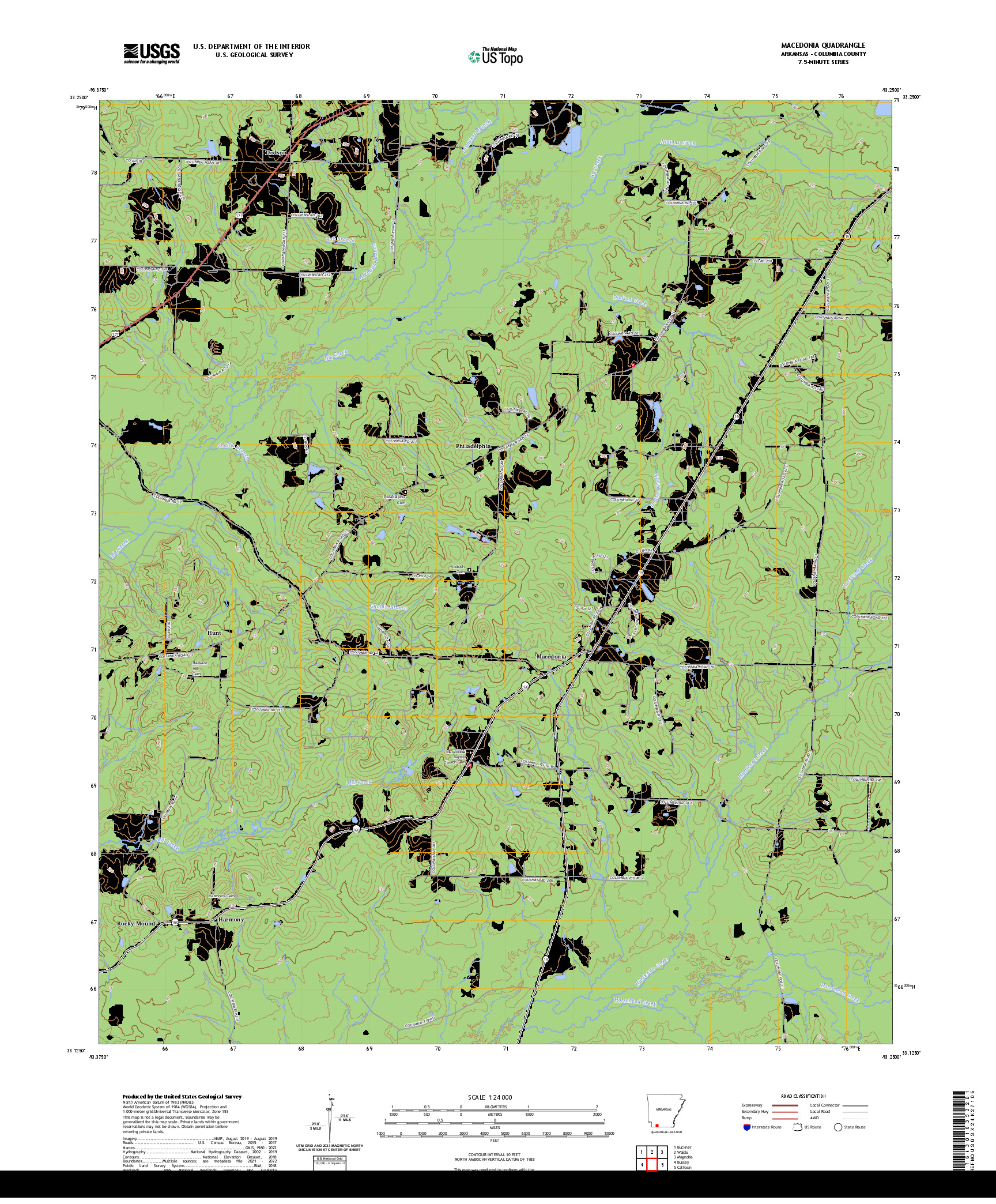 US TOPO 7.5-MINUTE MAP FOR MACEDONIA, AR