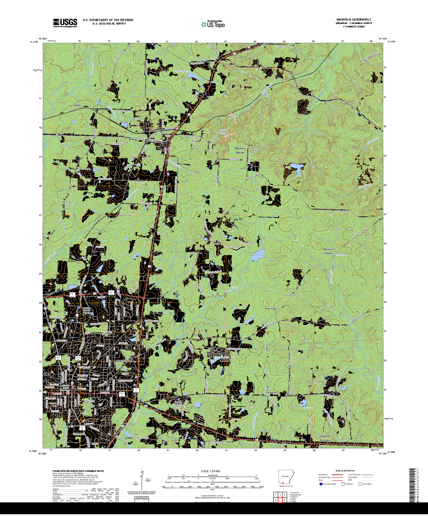 US TOPO 7.5-MINUTE MAP FOR MAGNOLIA, AR