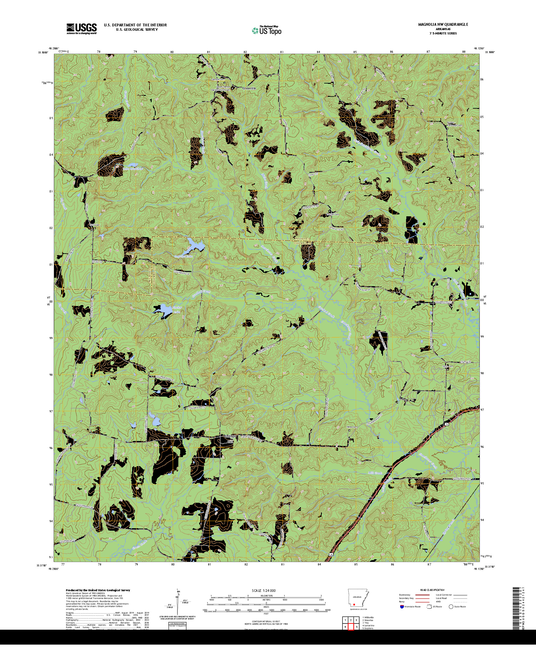 US TOPO 7.5-MINUTE MAP FOR MAGNOLIA NW, AR