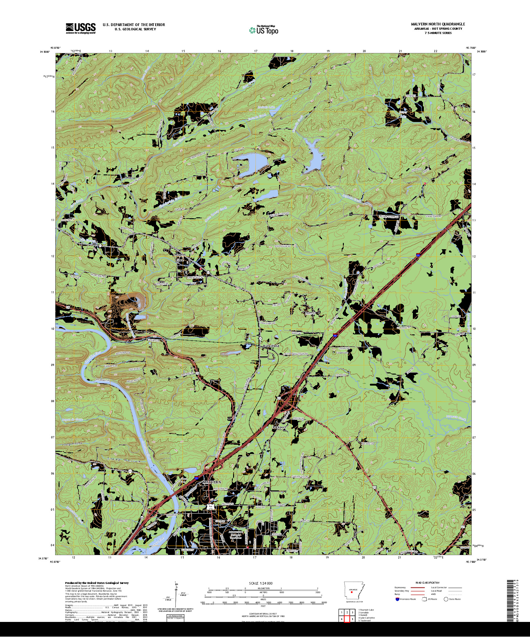 US TOPO 7.5-MINUTE MAP FOR MALVERN NORTH, AR