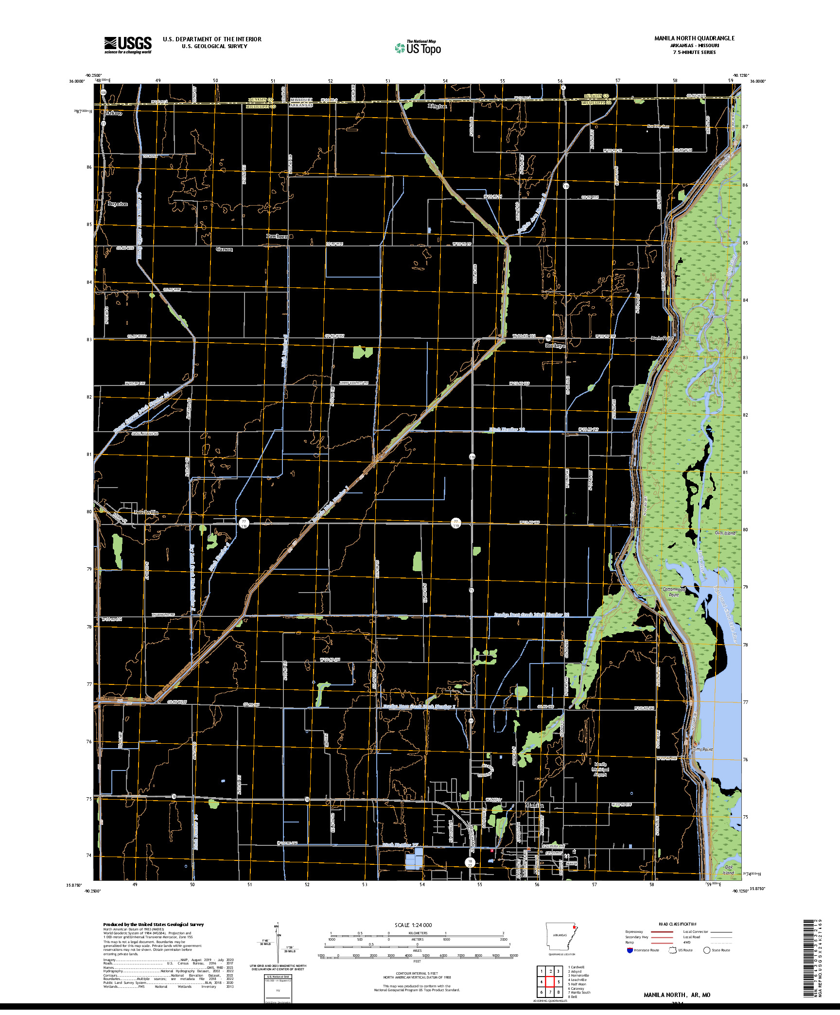 US TOPO 7.5-MINUTE MAP FOR MANILA NORTH, AR,MO