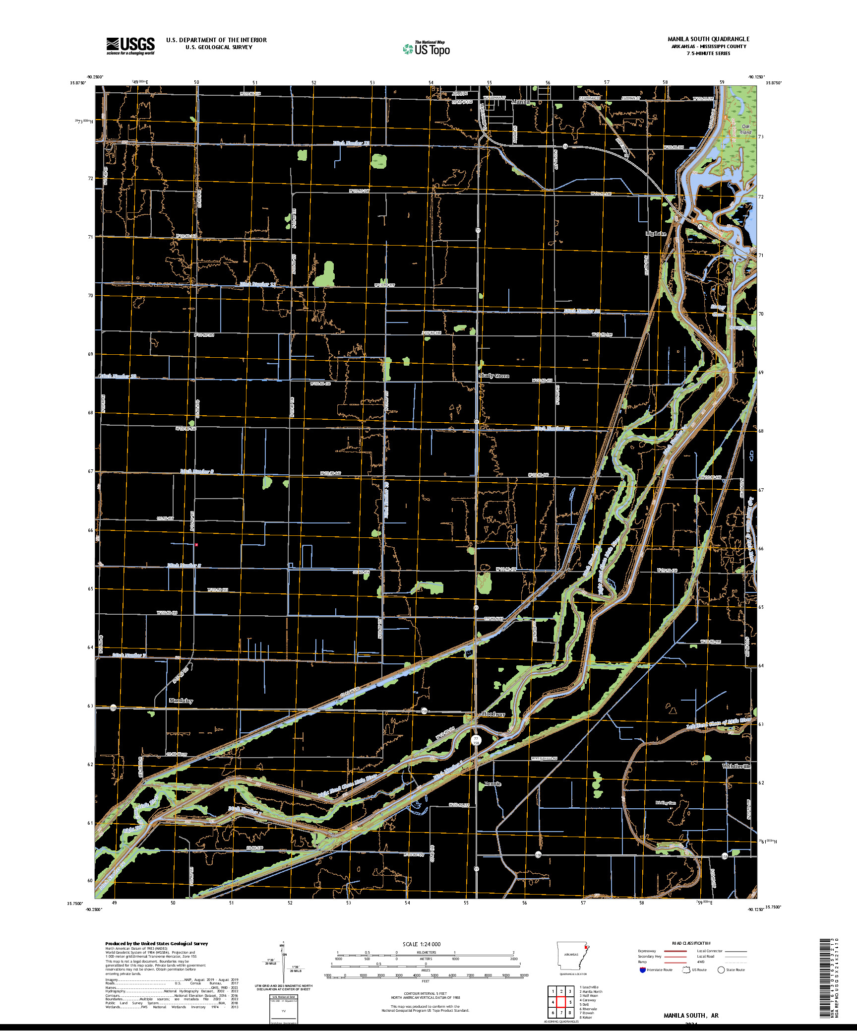 US TOPO 7.5-MINUTE MAP FOR MANILA SOUTH, AR