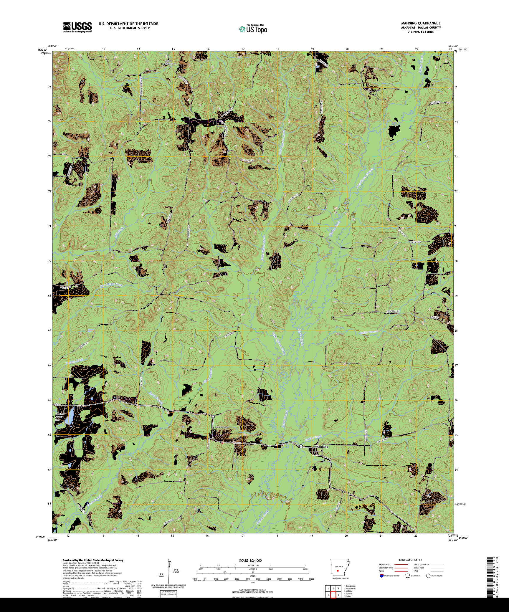 US TOPO 7.5-MINUTE MAP FOR MANNING, AR