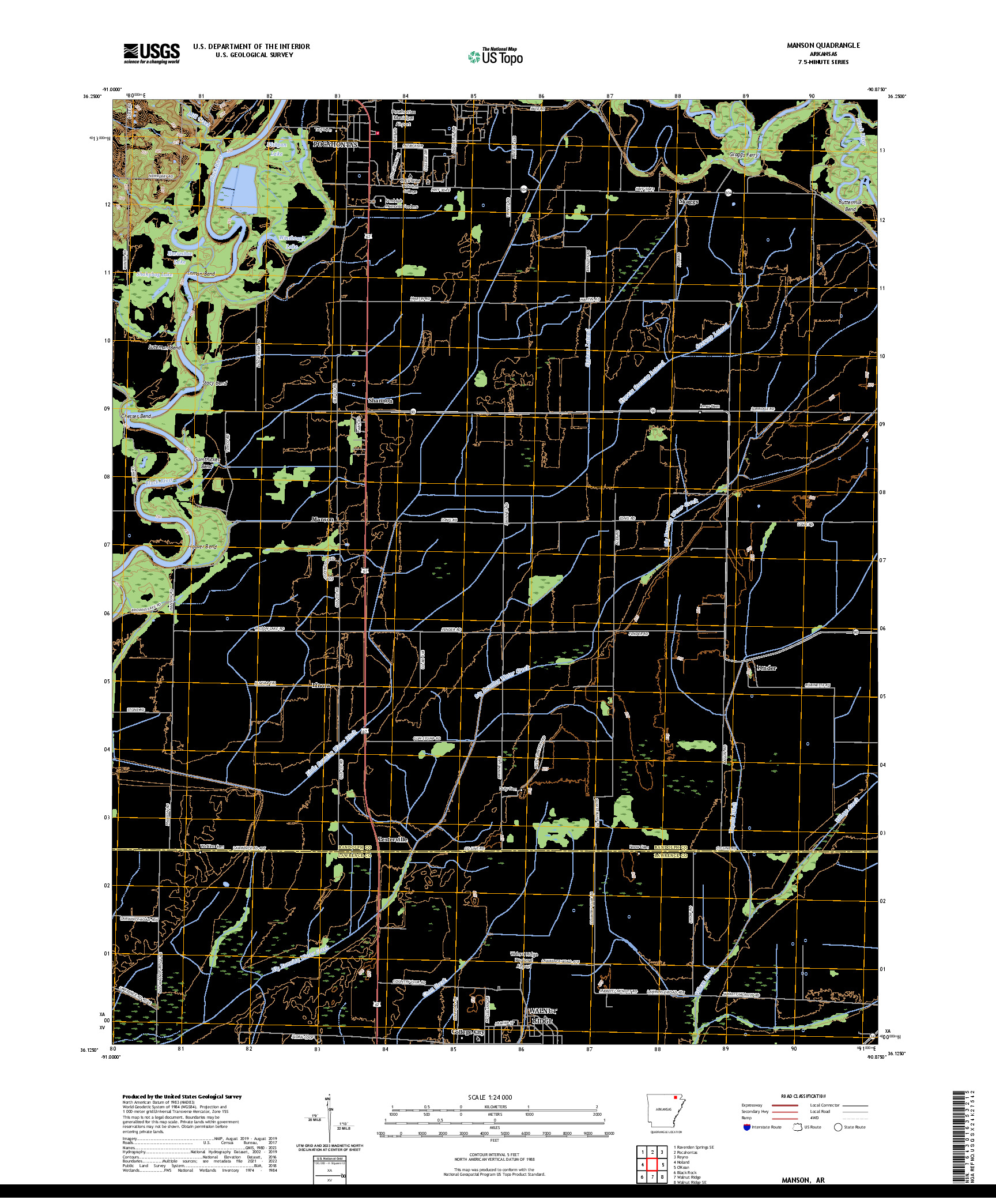 US TOPO 7.5-MINUTE MAP FOR MANSON, AR