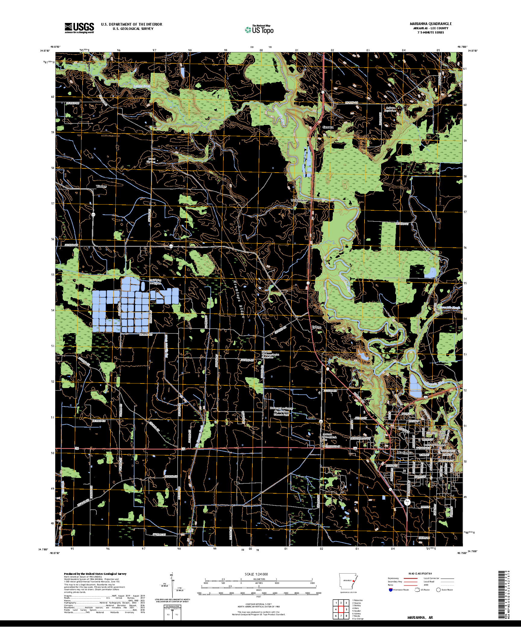 US TOPO 7.5-MINUTE MAP FOR MARIANNA, AR