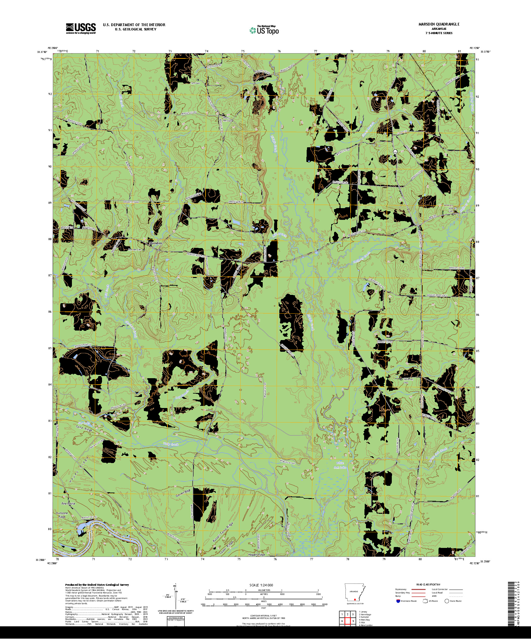 US TOPO 7.5-MINUTE MAP FOR MARSDEN, AR