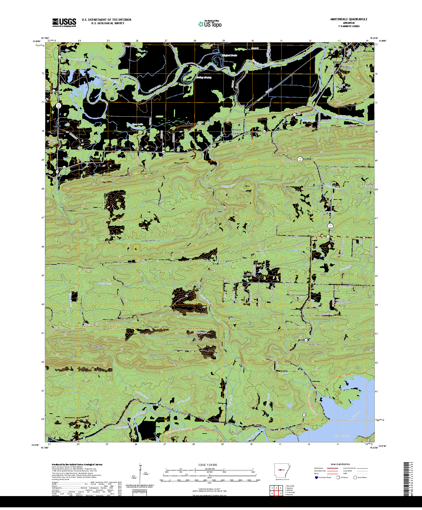 US TOPO 7.5-MINUTE MAP FOR MARTINDALE, AR