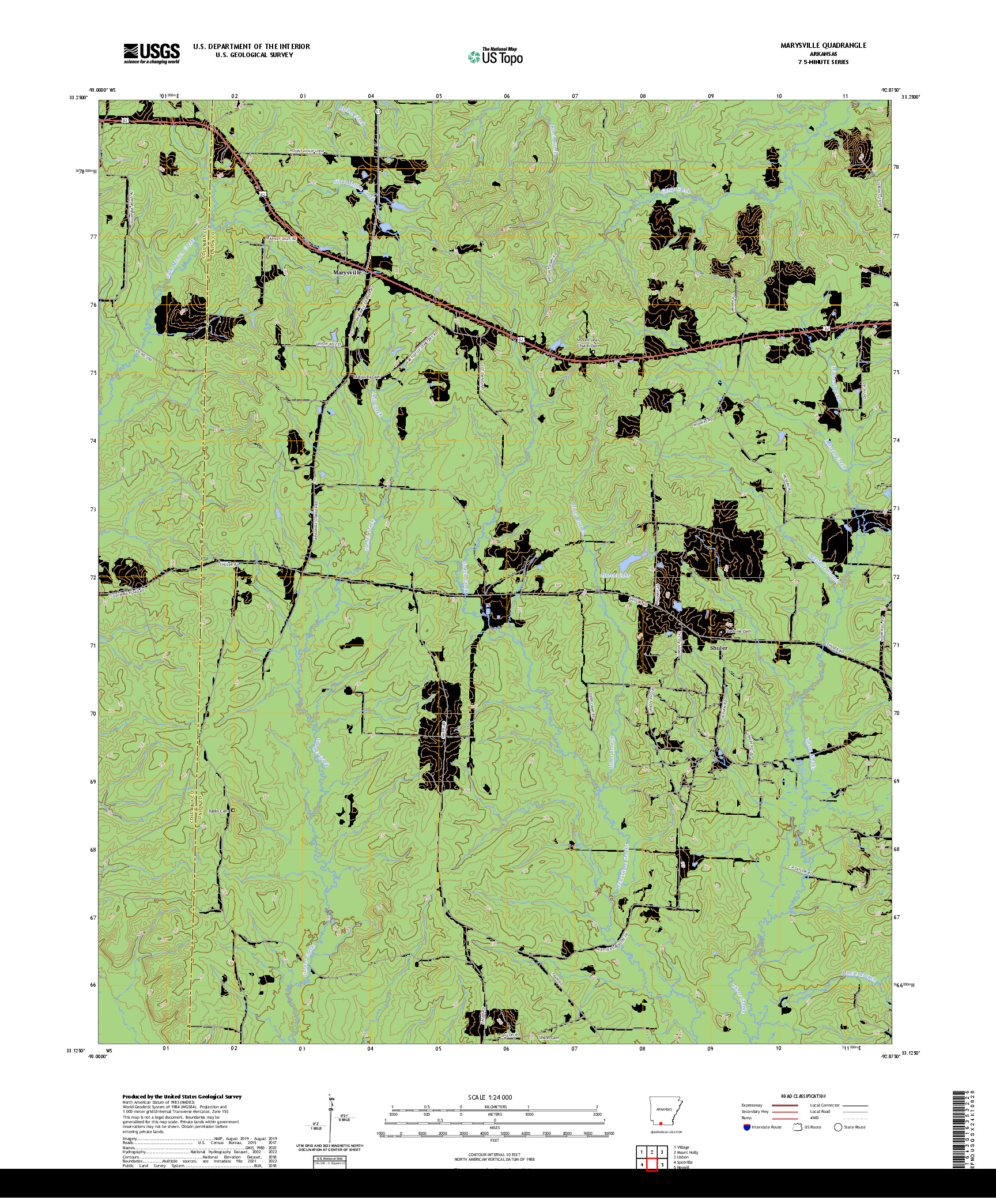 US TOPO 7.5-MINUTE MAP FOR MARYSVILLE, AR