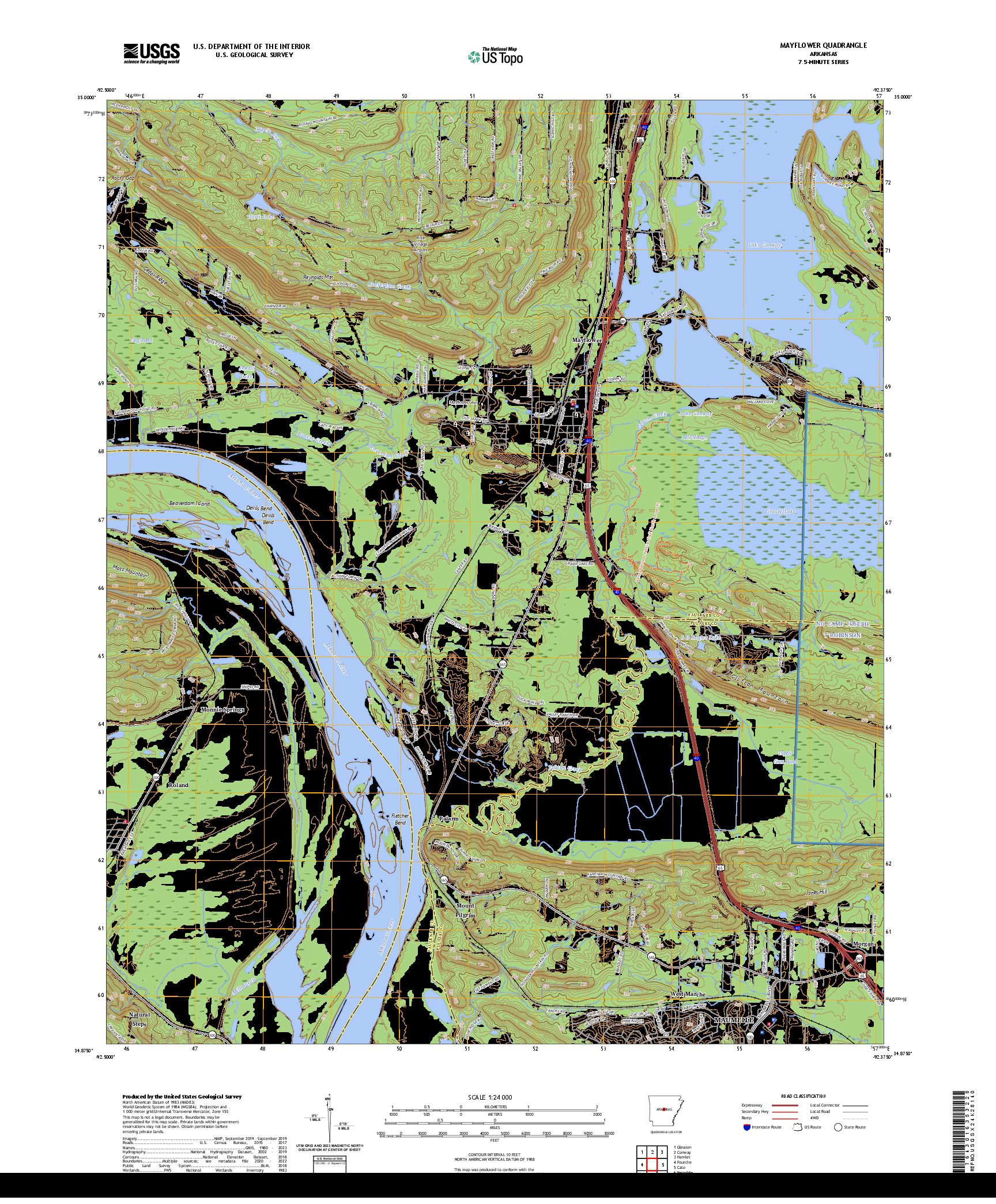US TOPO 7.5-MINUTE MAP FOR MAYFLOWER, AR