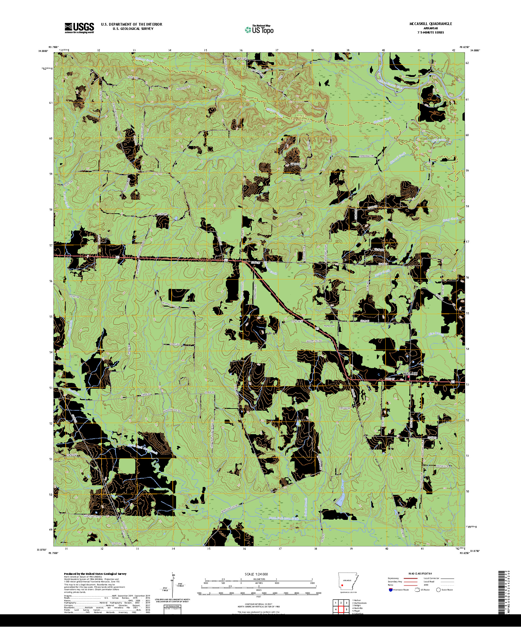 US TOPO 7.5-MINUTE MAP FOR MCCASKILL, AR