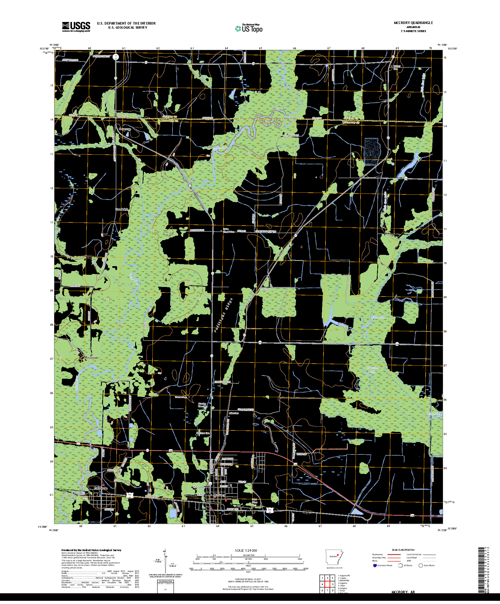 US TOPO 7.5-MINUTE MAP FOR MCCRORY, AR