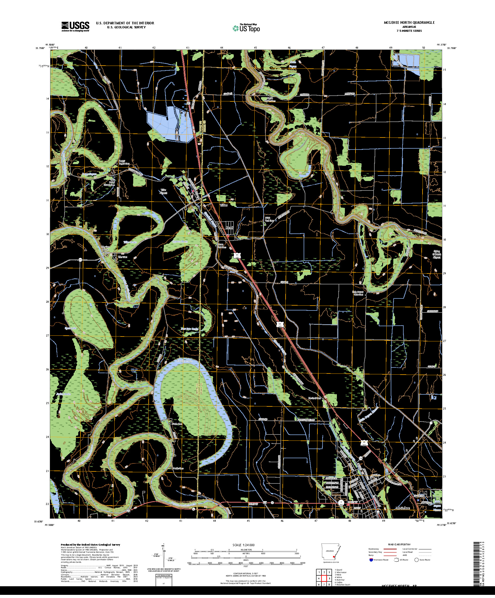 US TOPO 7.5-MINUTE MAP FOR MCGEHEE NORTH, AR