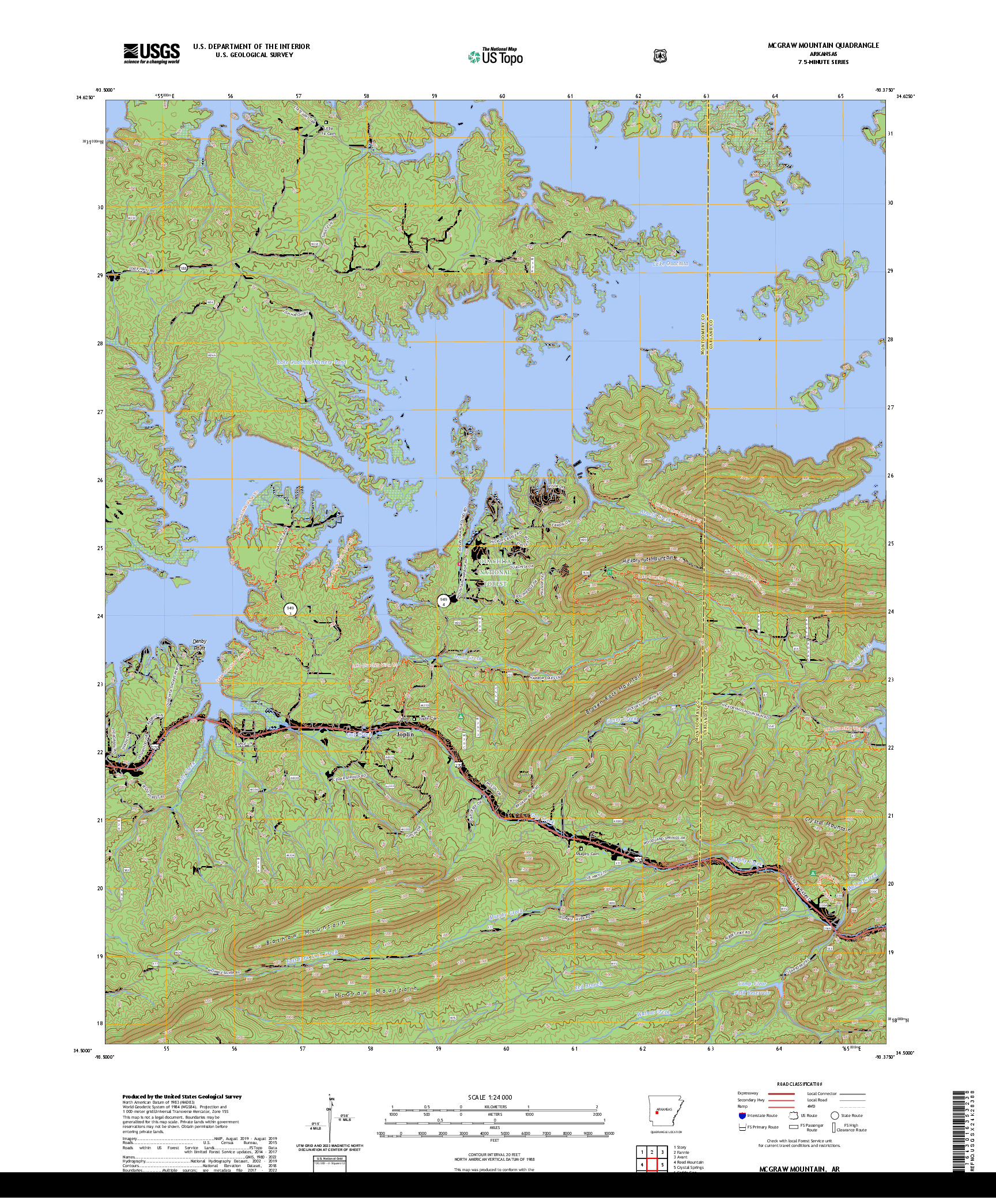 US TOPO 7.5-MINUTE MAP FOR MCGRAW MOUNTAIN, AR