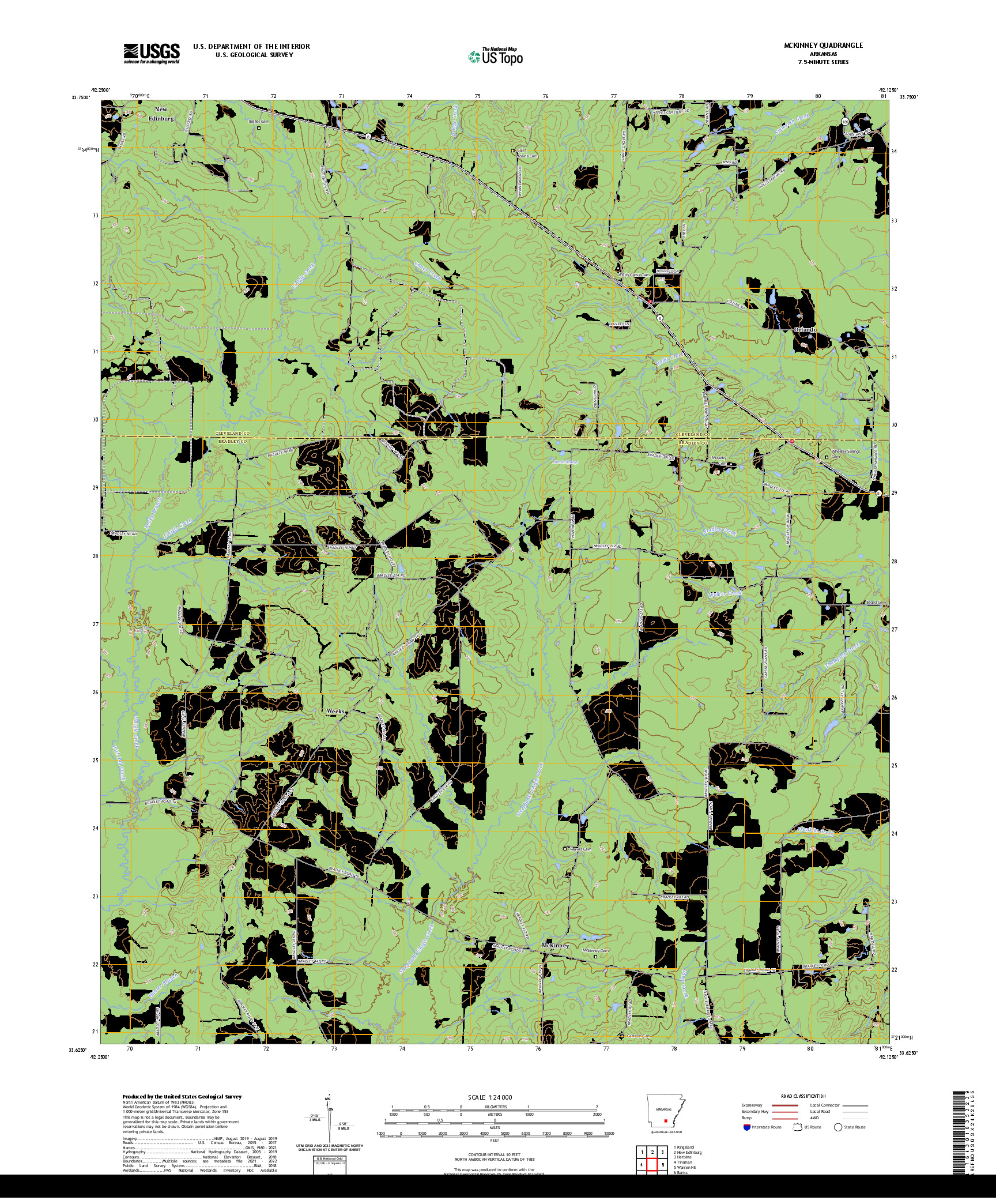 US TOPO 7.5-MINUTE MAP FOR MCKINNEY, AR