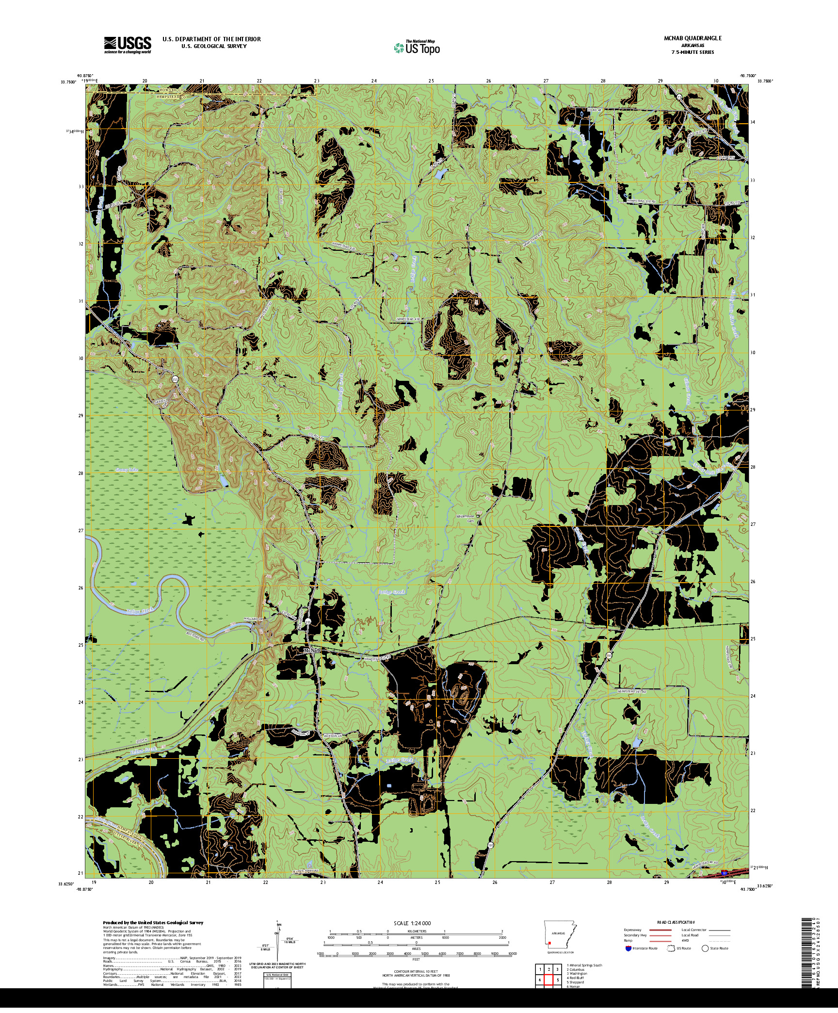 US TOPO 7.5-MINUTE MAP FOR MCNAB, AR