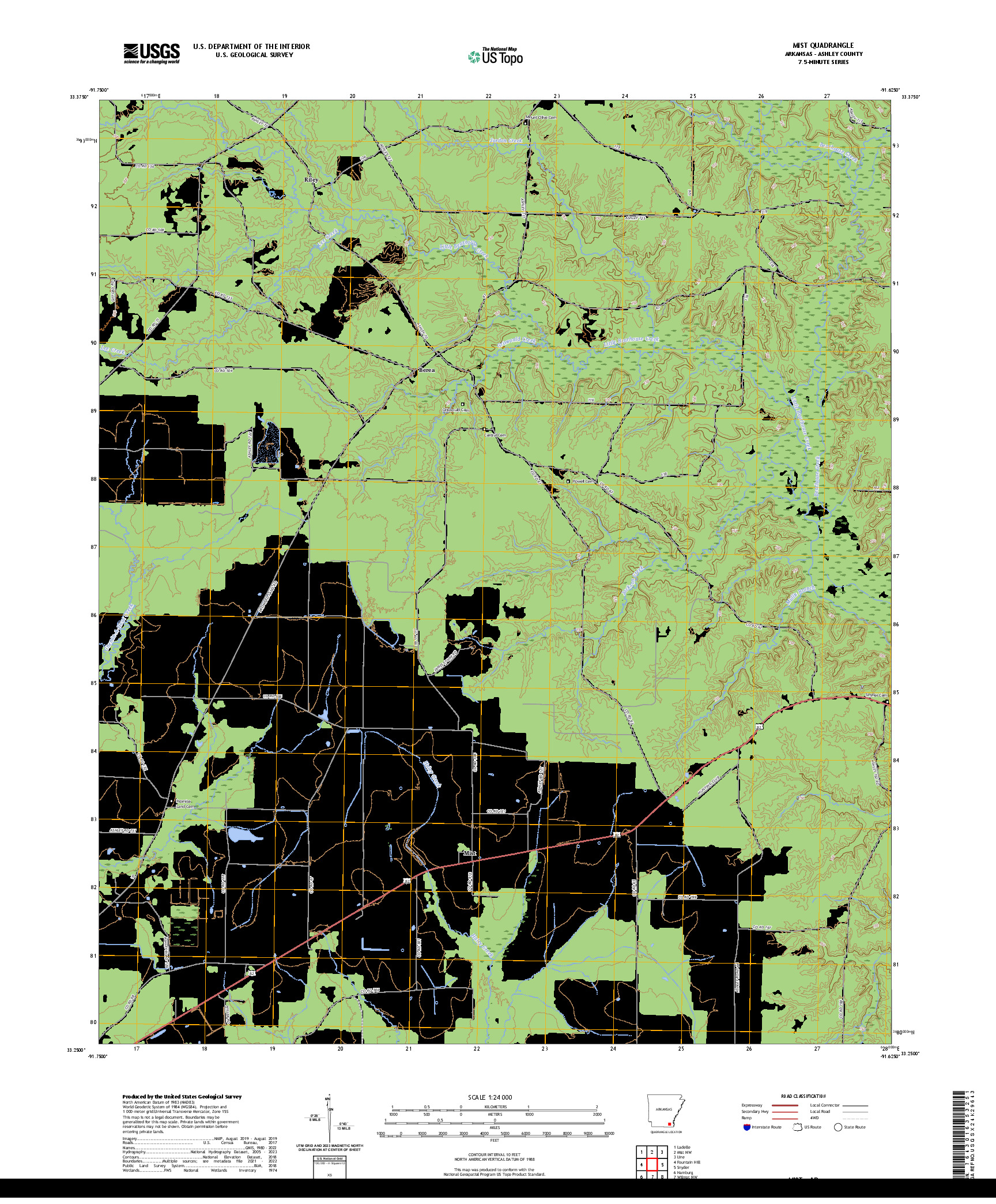 US TOPO 7.5-MINUTE MAP FOR MIST, AR